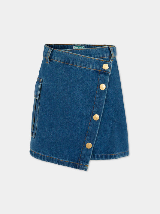 Gonna denim per bambina con logo,Kenzo Kids,K61319 Z27