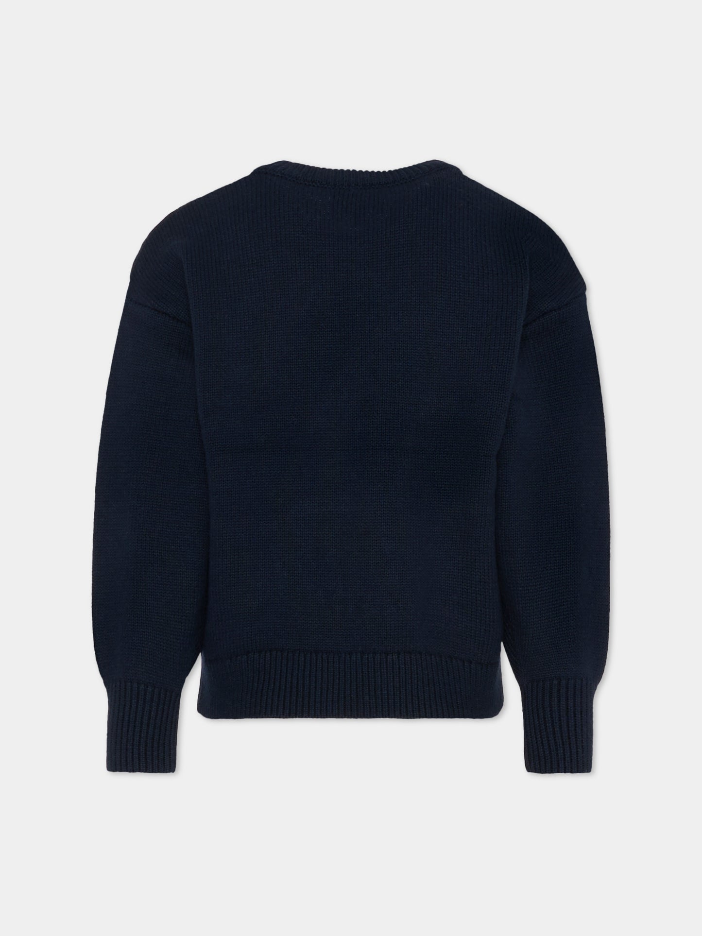 Maglione blu per bambina con papavero,Kenzo Kids,K61334 845