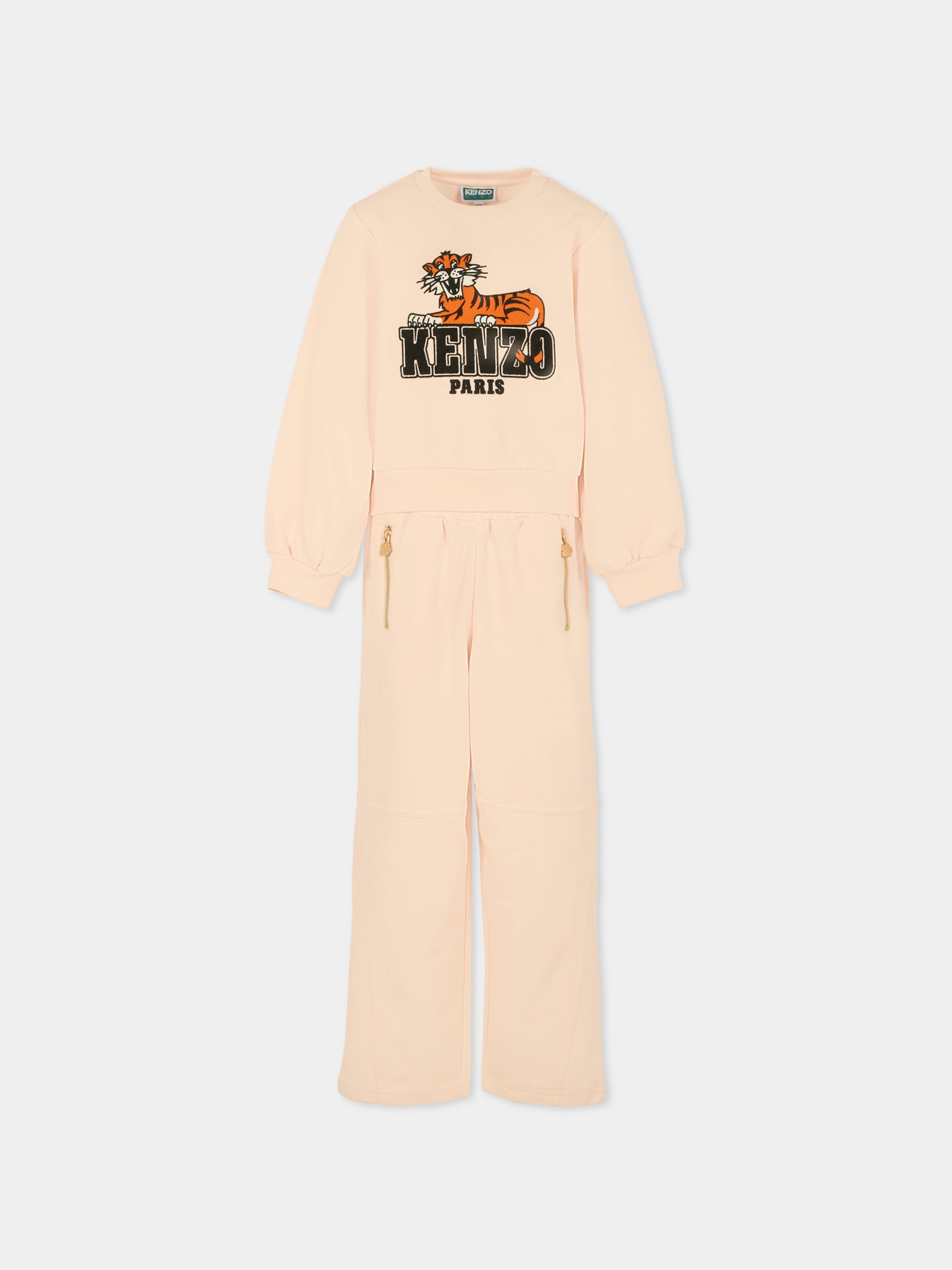 Completo rosa per bambina con tigre,Kenzo Kids,K61335 46M