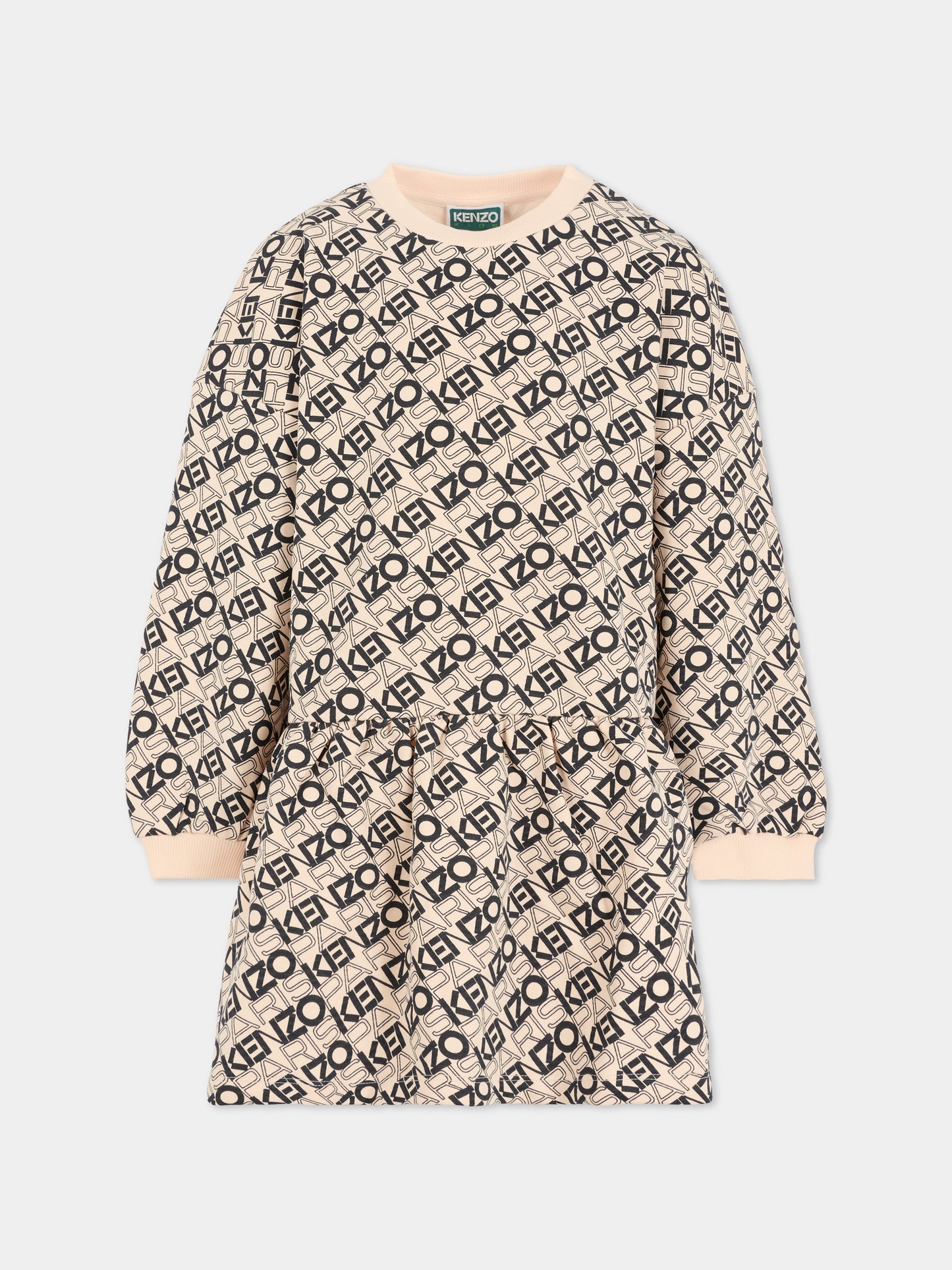 Vestito rosa per bambina con logo all over,Kenzo Kids,K61355 46M