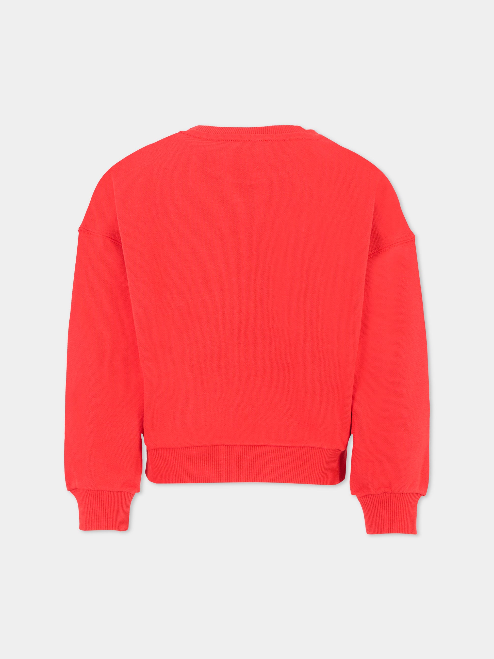 Felpa rossa per bambina con fiore e logo,Kenzo Kids,K61357 968