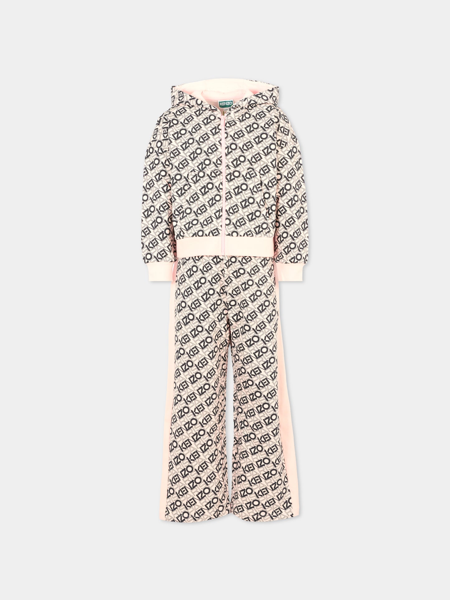 Completo rosa per bambina con logo all over,Kenzo Kids,K61363 46M