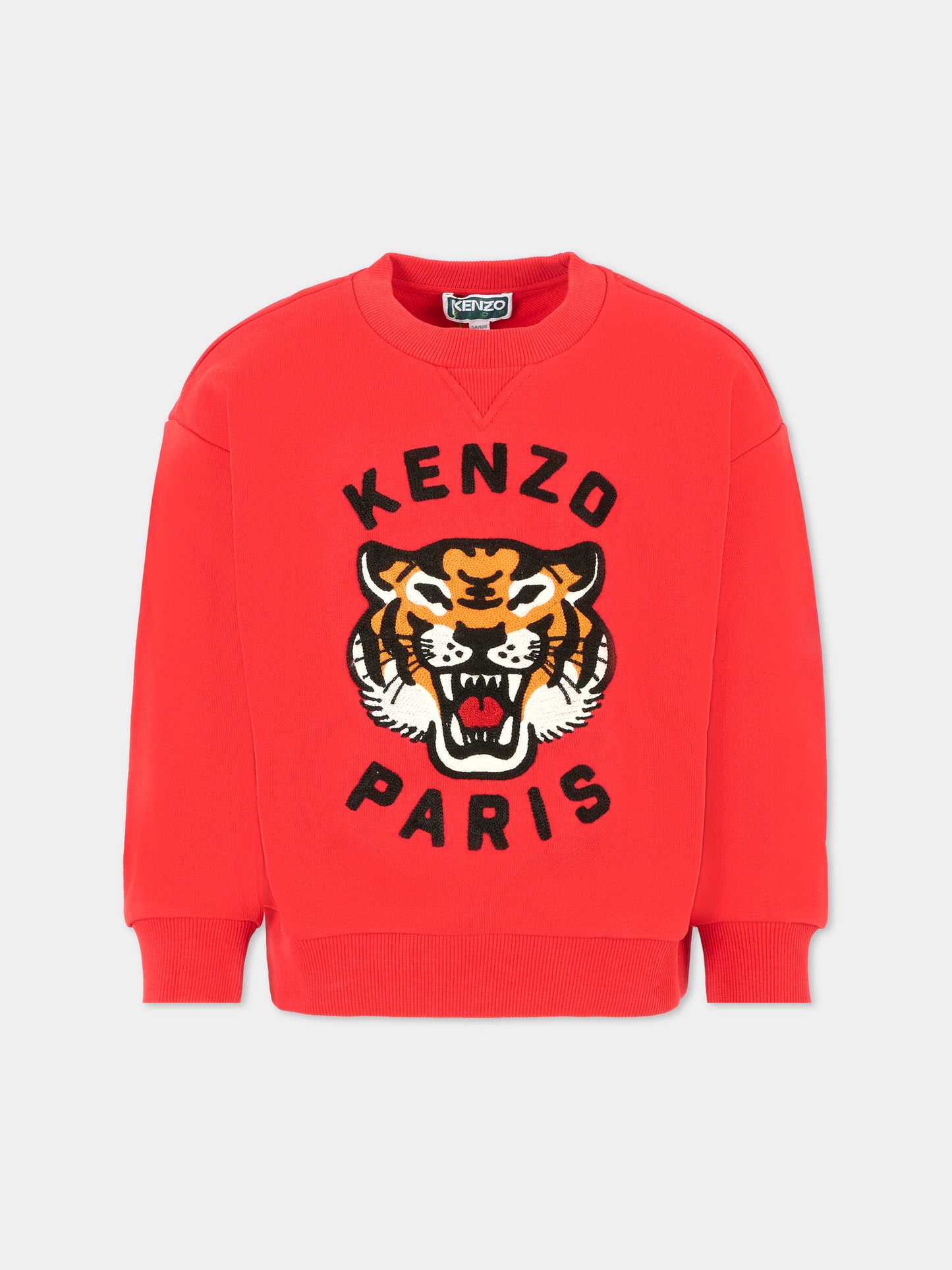 Felpa rossa per bambini con Lucky Tiger,Kenzo Kids,K61432 968