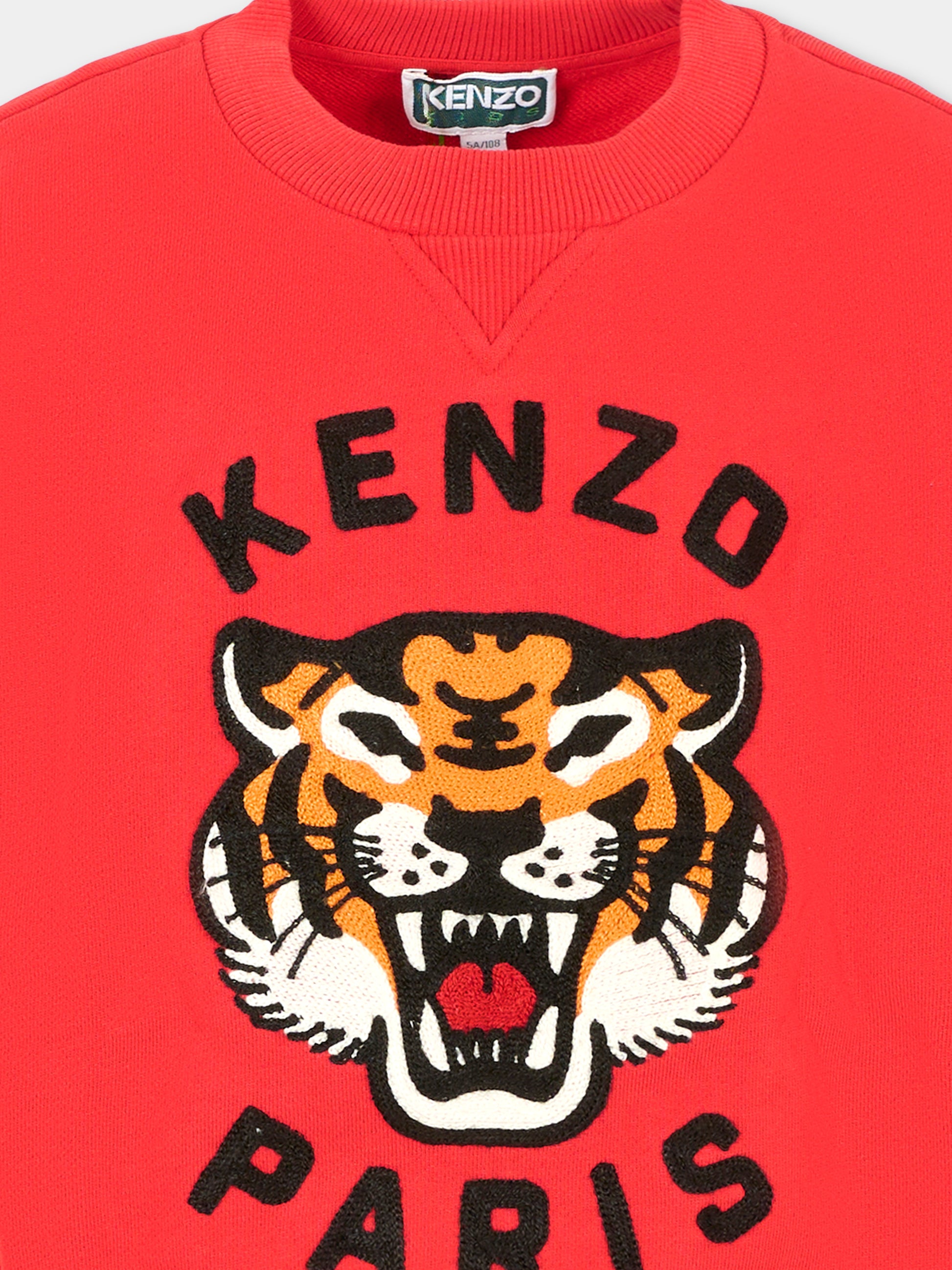 Felpa rossa per bambini con Lucky Tiger,Kenzo Kids,K61432 968