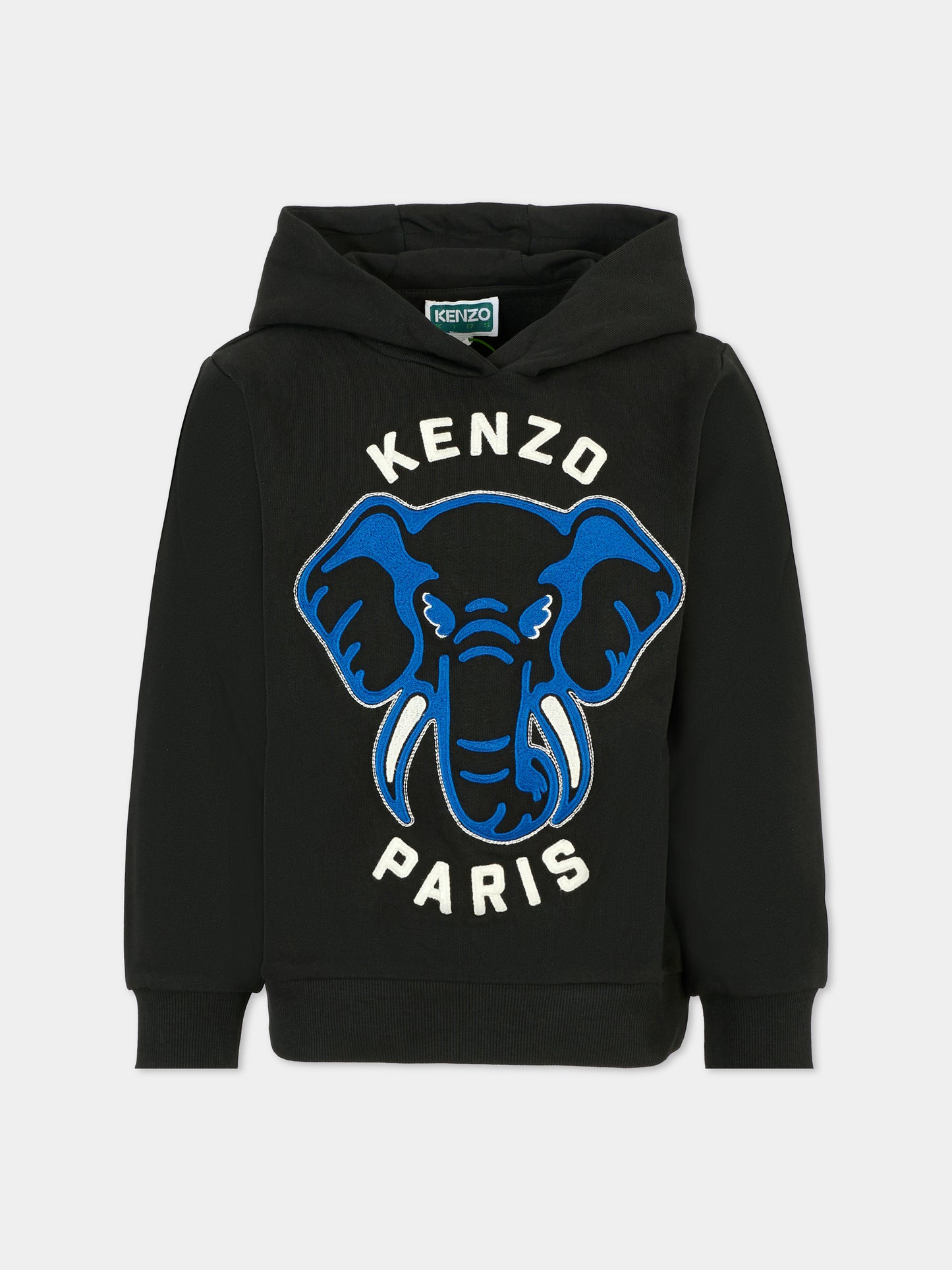 Felpa nera per bambino con elefante,Kenzo Kids,K61437 095