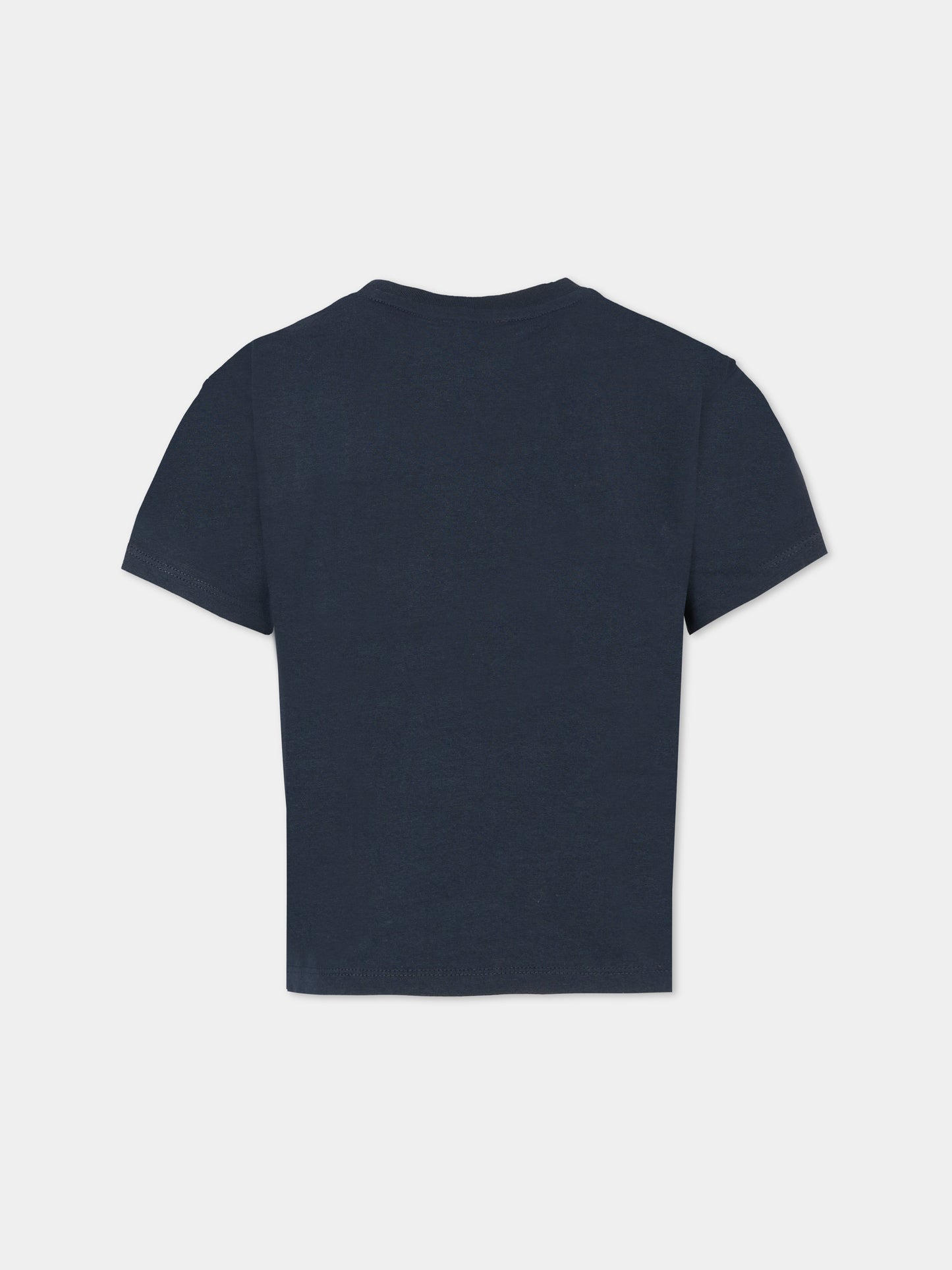 T-shirt blu per bambino con elefante,Kenzo Kids,K61446 845