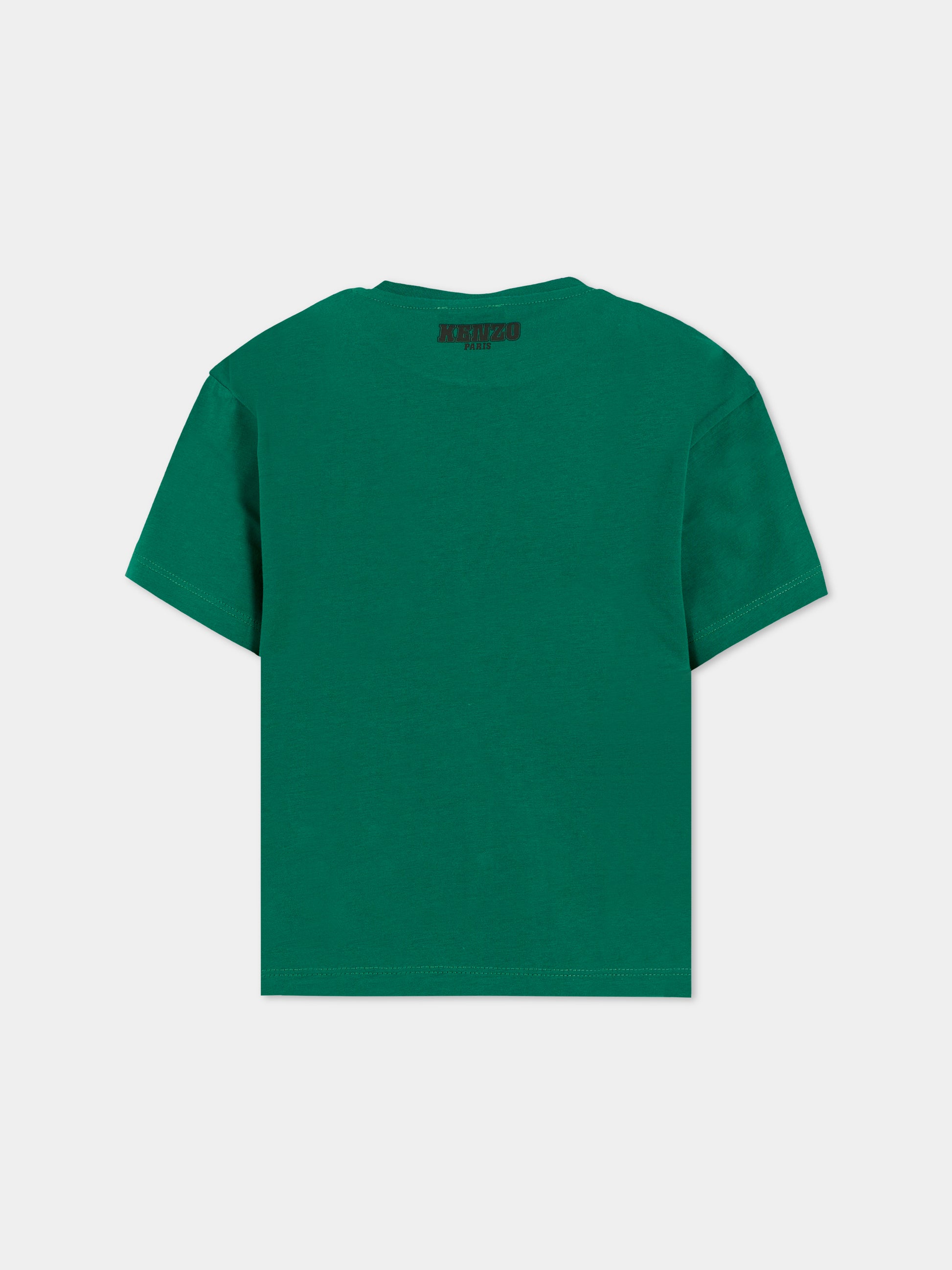 T-shirt verde per bambino con tigre,Kenzo Kids,K61450 67C