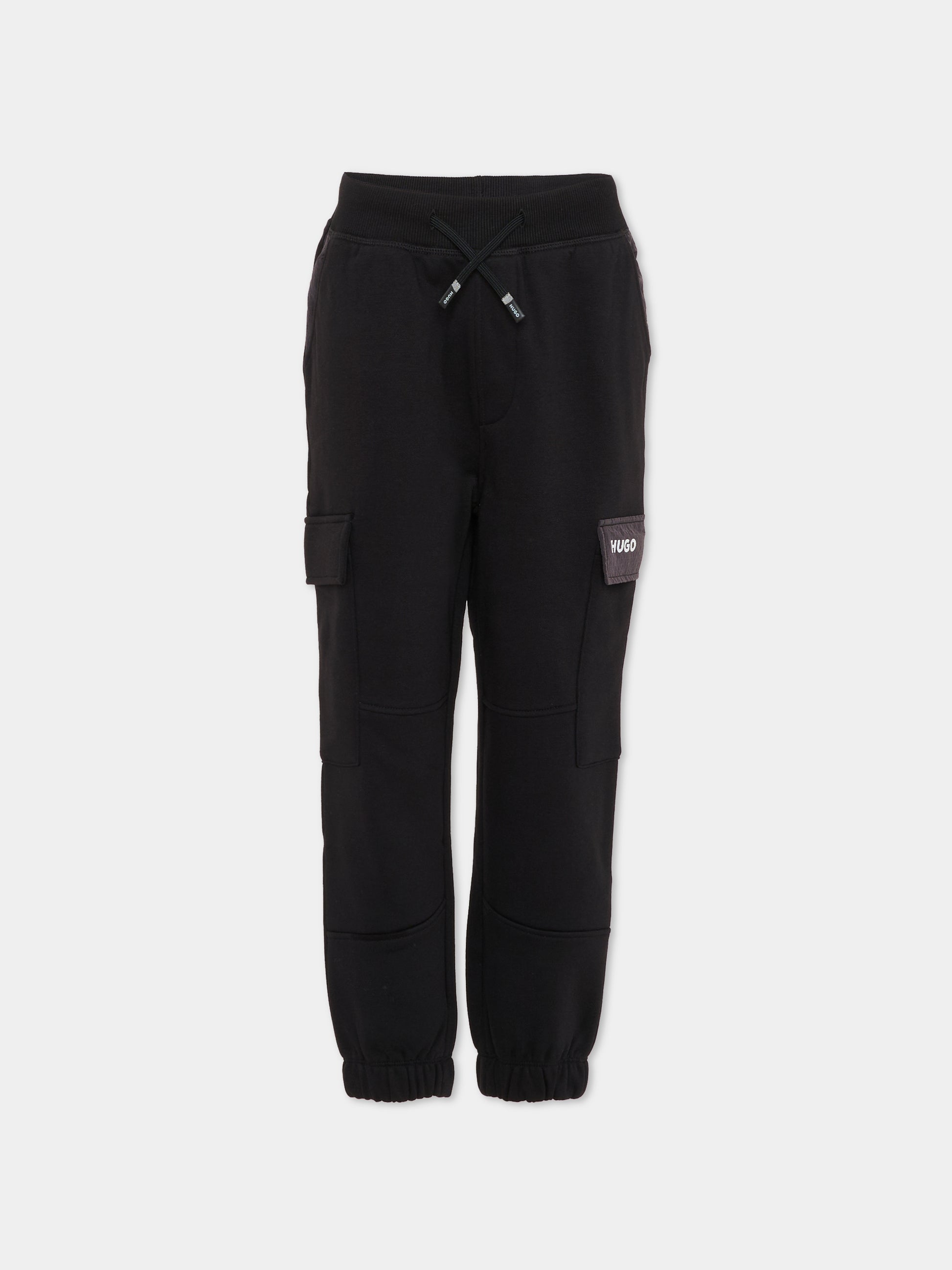 Pantaloni neri per bambino con logo,Hugo,G00477 09B