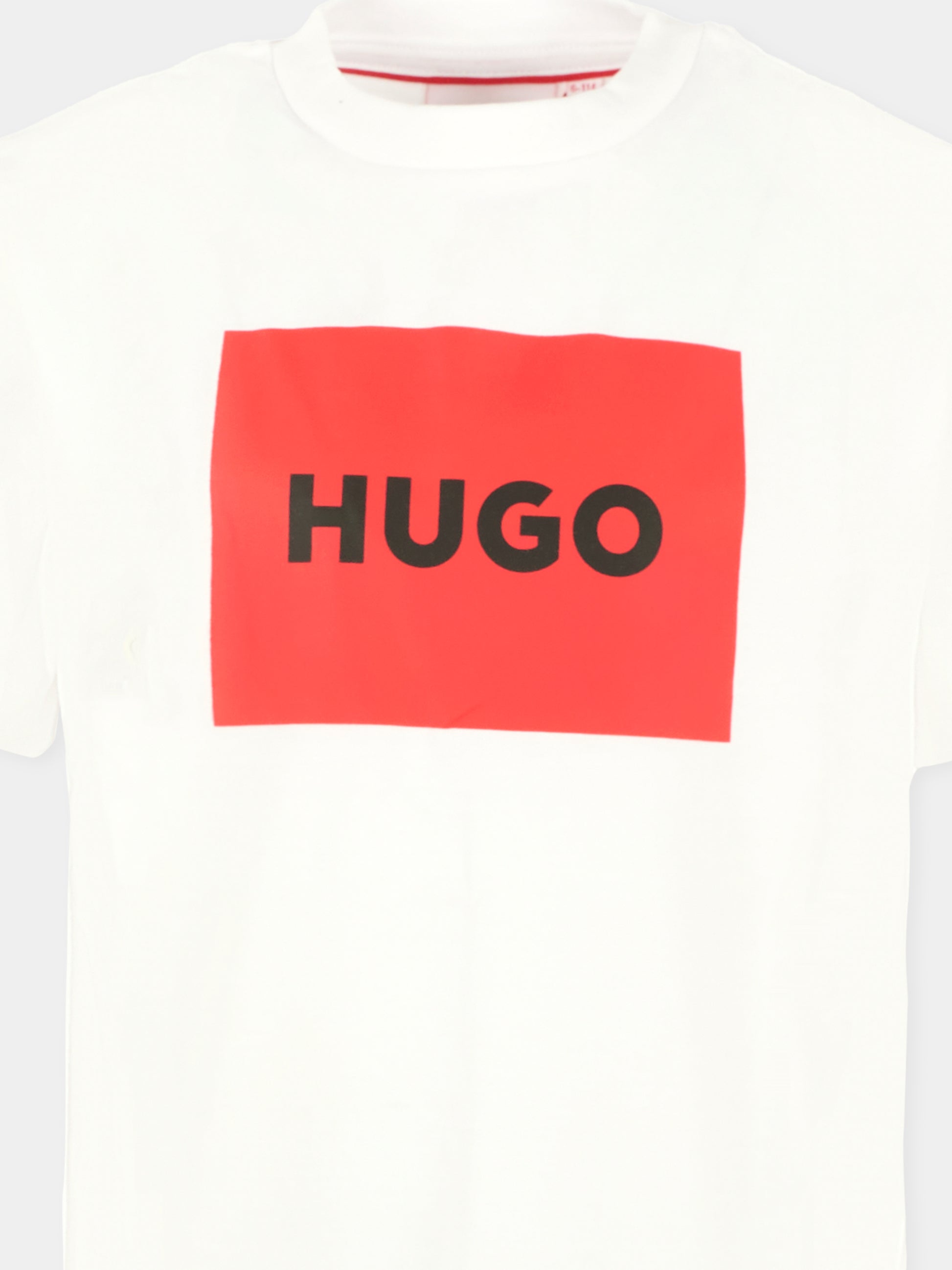 T-shirt bianca per bambino con logo nero,Hugo,G00572 10P