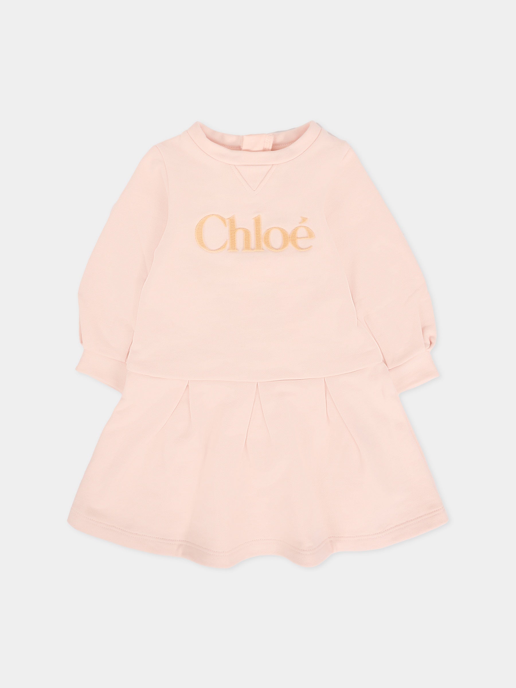 Vestito rosa per neonata con logo,Chloé Kids,C20709 46J