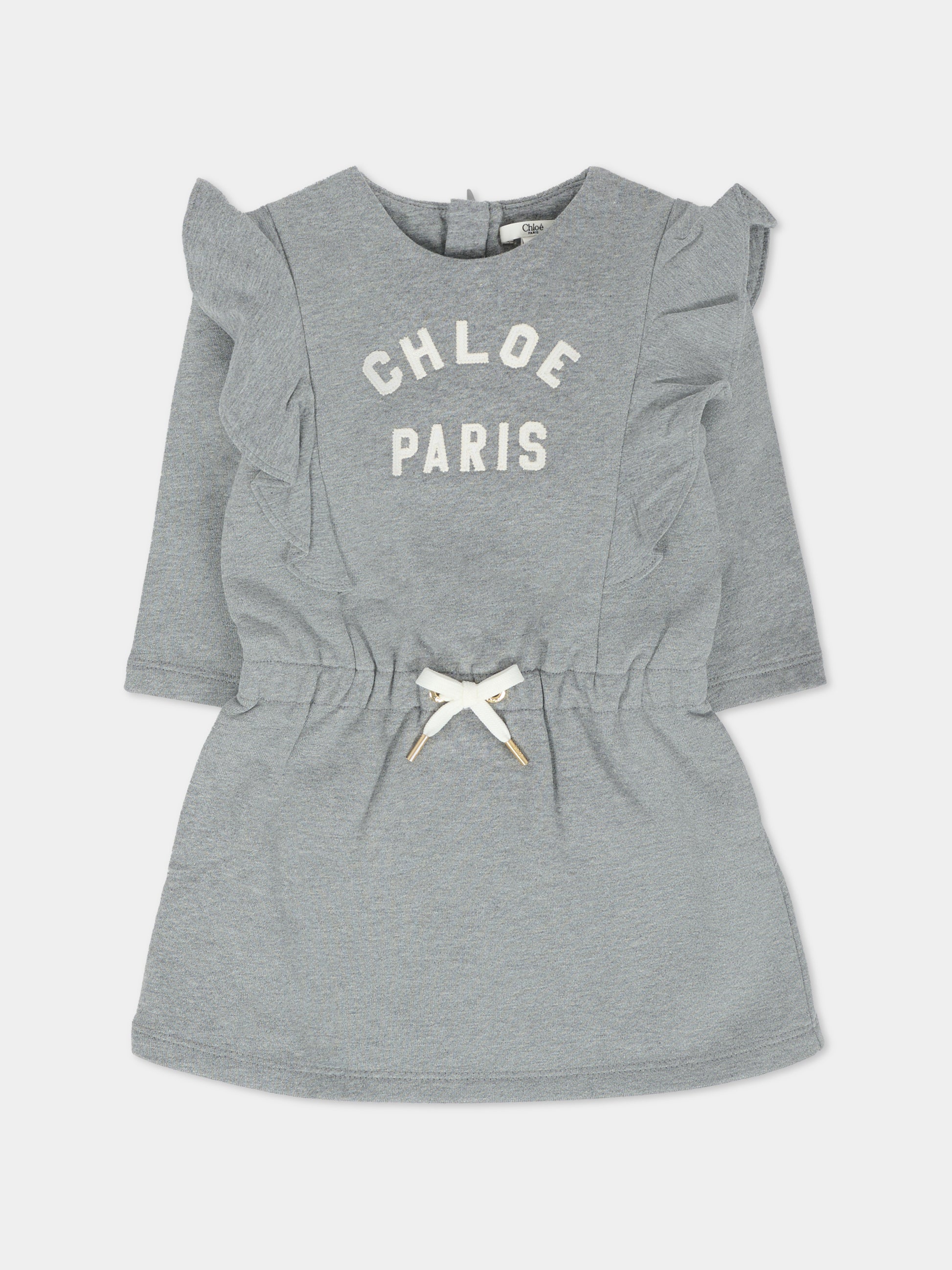 Vestito grigio per neonata con logo,Chloé Kids,C20712 A46