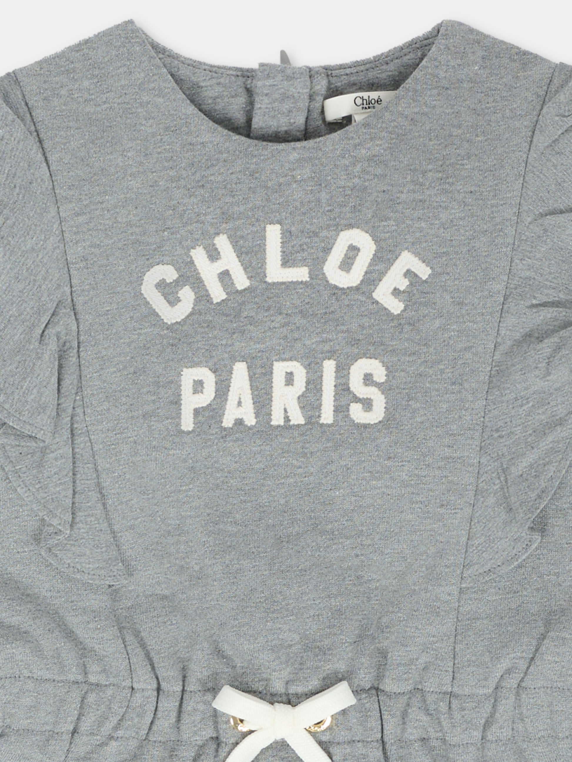 Vestito grigio per neonata con logo,Chloé Kids,C20712 A46