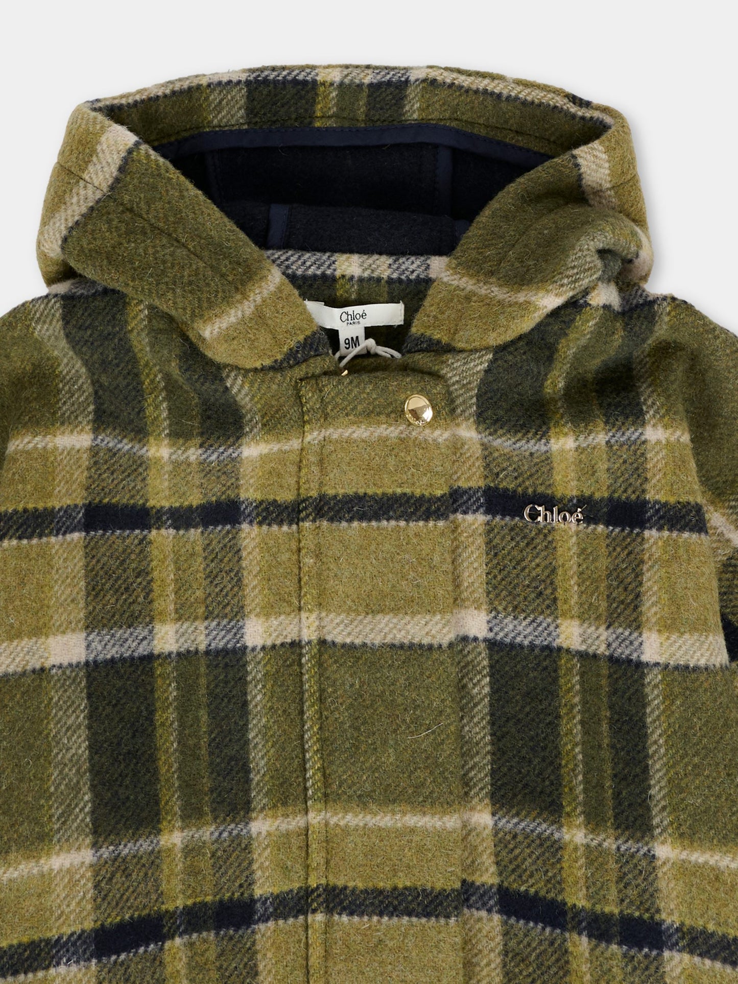 Cappa verde per neonata con logo,Chloé Kids,C20725 Z67