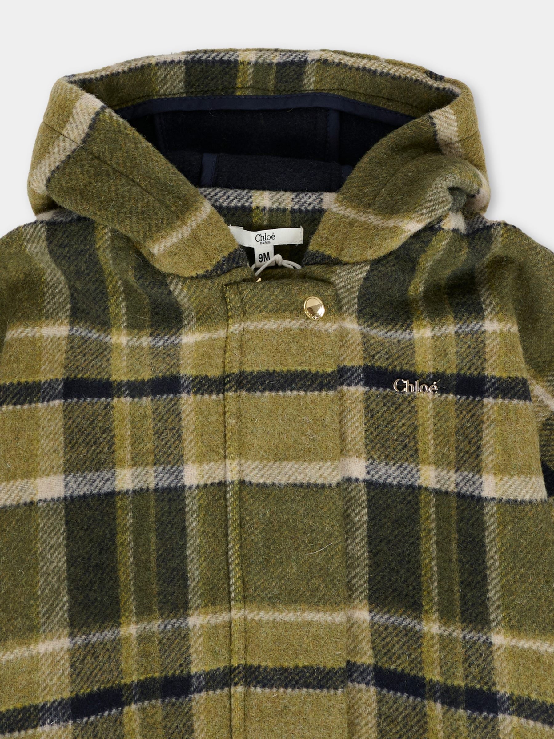 Cappa verde per neonata con logo,Chloé Kids,C20725 Z67