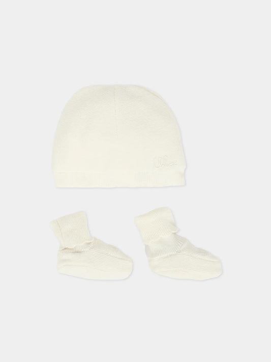 Set accessori avorio per neonata con logo,Chloé Kids,C20768 117