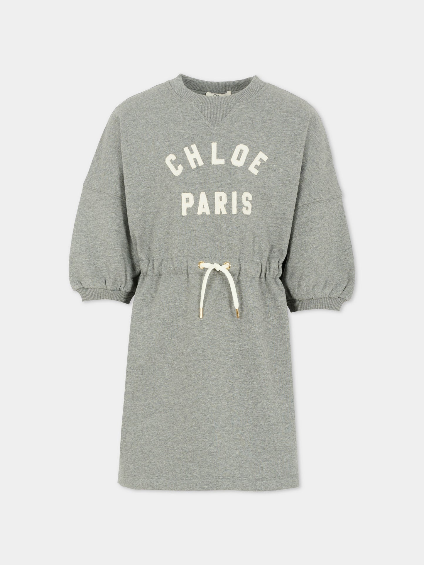 Vestito grigio per bambina con logo,Chloé Kids,C20617 A46