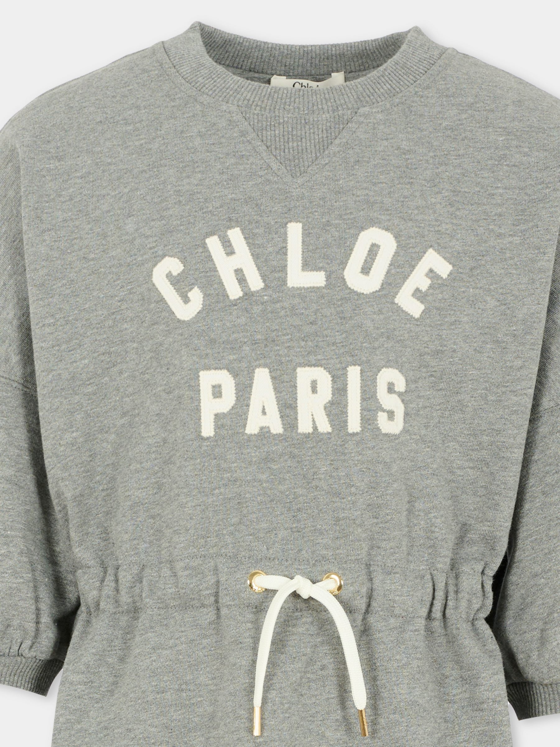 Vestito grigio per bambina con logo,Chloé Kids,C20617 A46