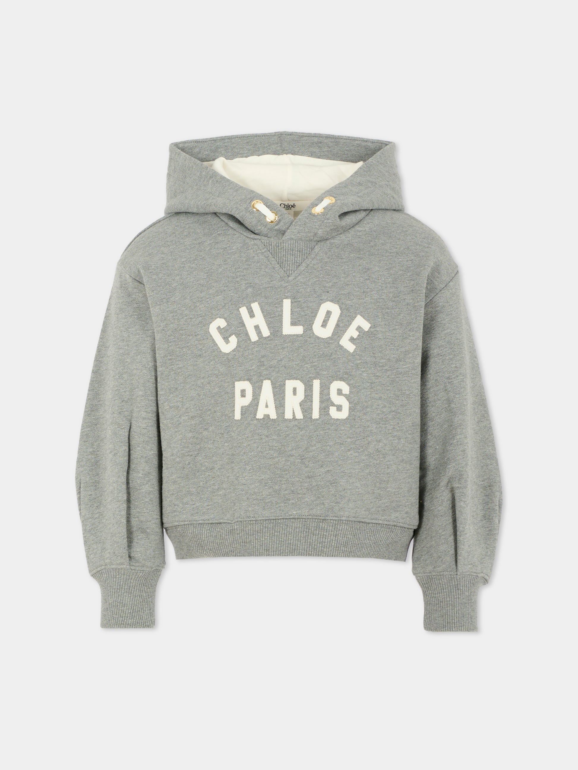 Felpa grigia per bambina con logo,Chloé Kids,C20646 A46