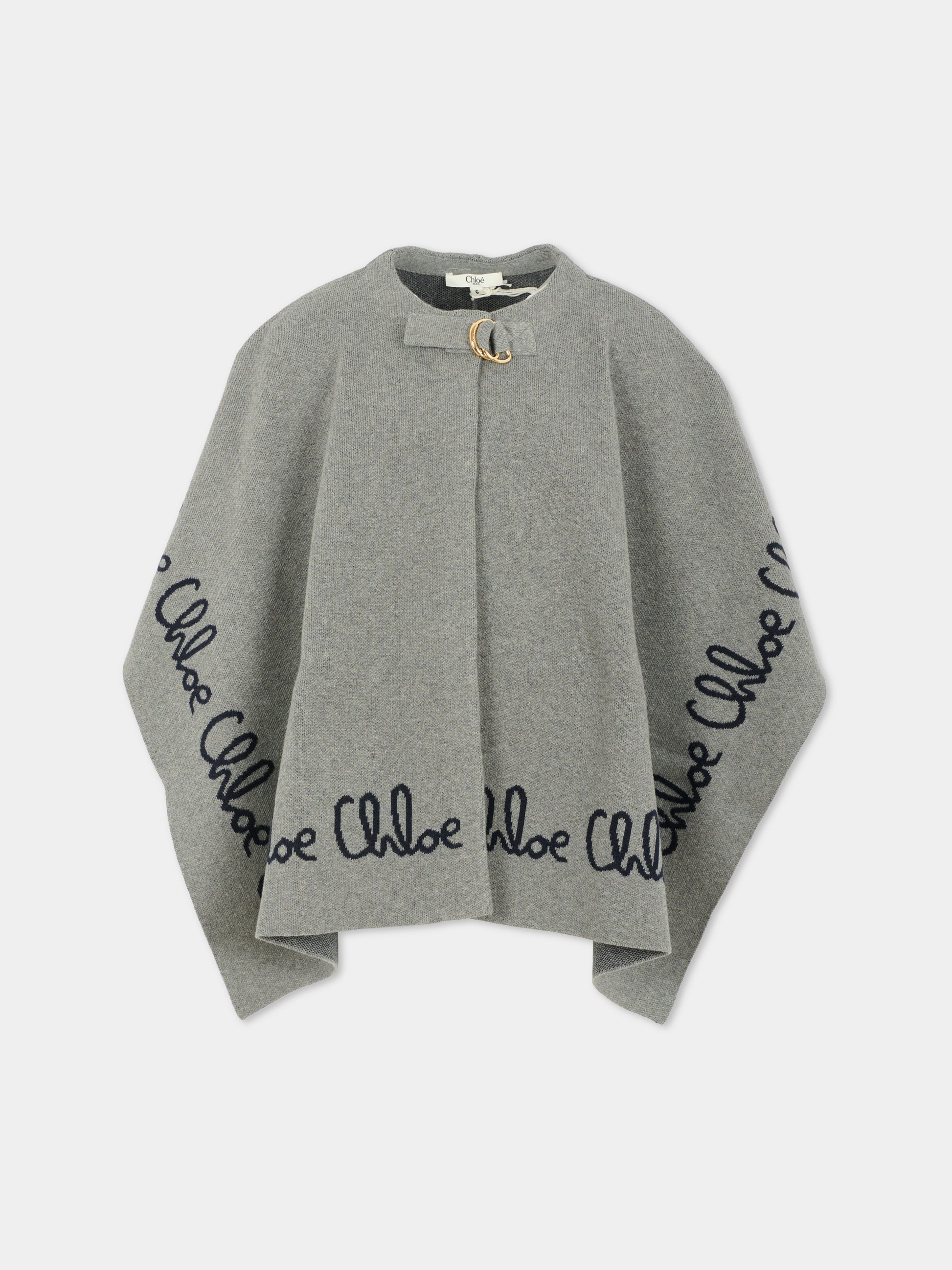 Cappa grigia per bambina con logo,Chloé Kids,C20667 A46