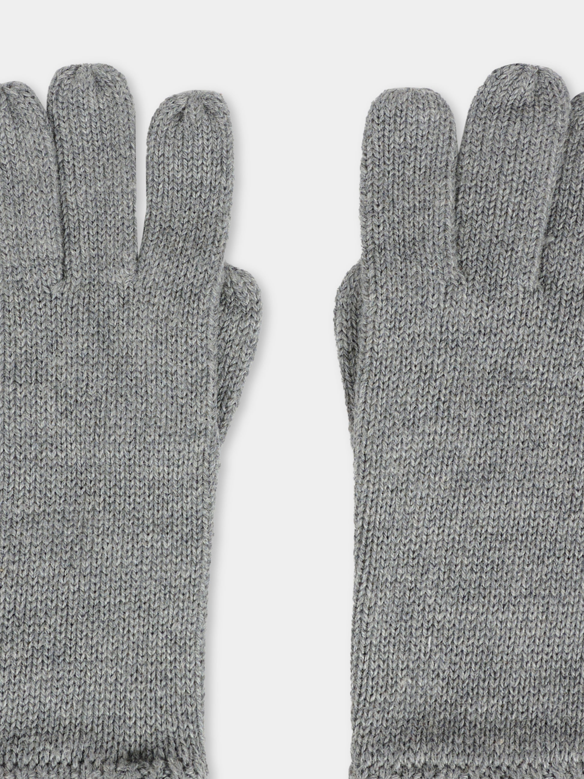 Guanti grigi per bambina con logo ricamato,Chloé Kids,C20690 A46