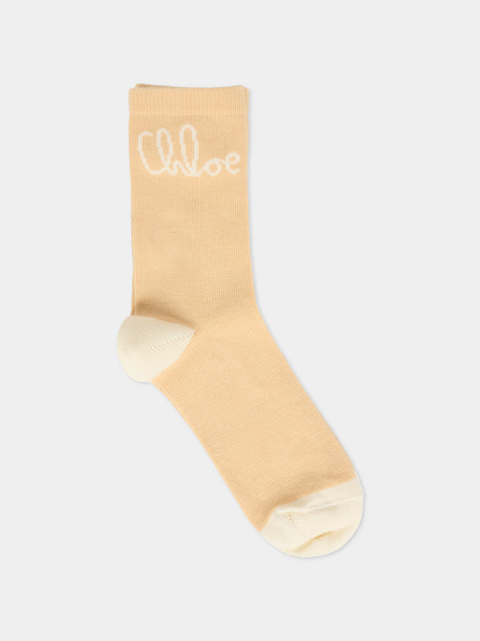 Calze rosa per bambina con logo,Chloé Kids,C20691 257
