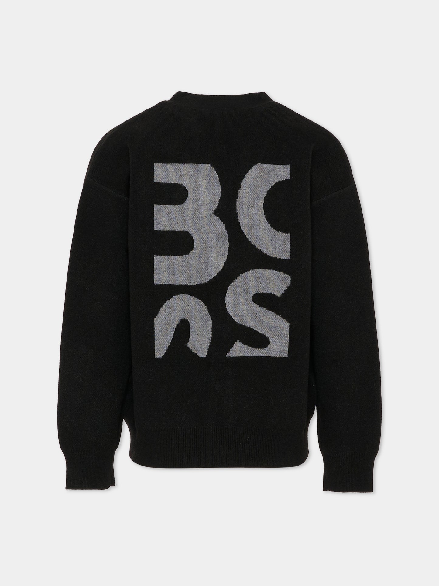Cardigan nero per bambino con logo,Boss,J52314 09B