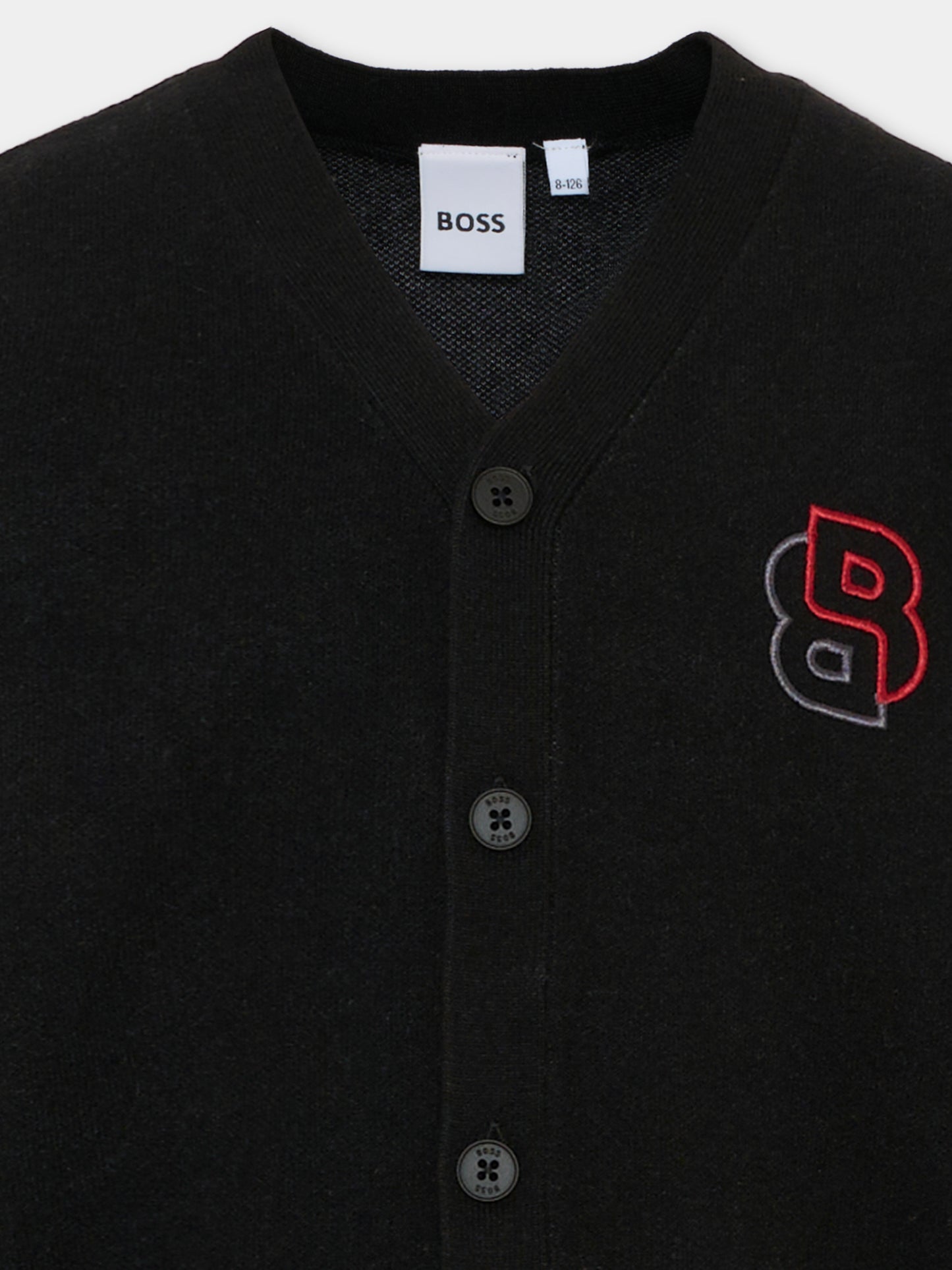 Cardigan nero per bambino con logo,Boss,J52314 09B