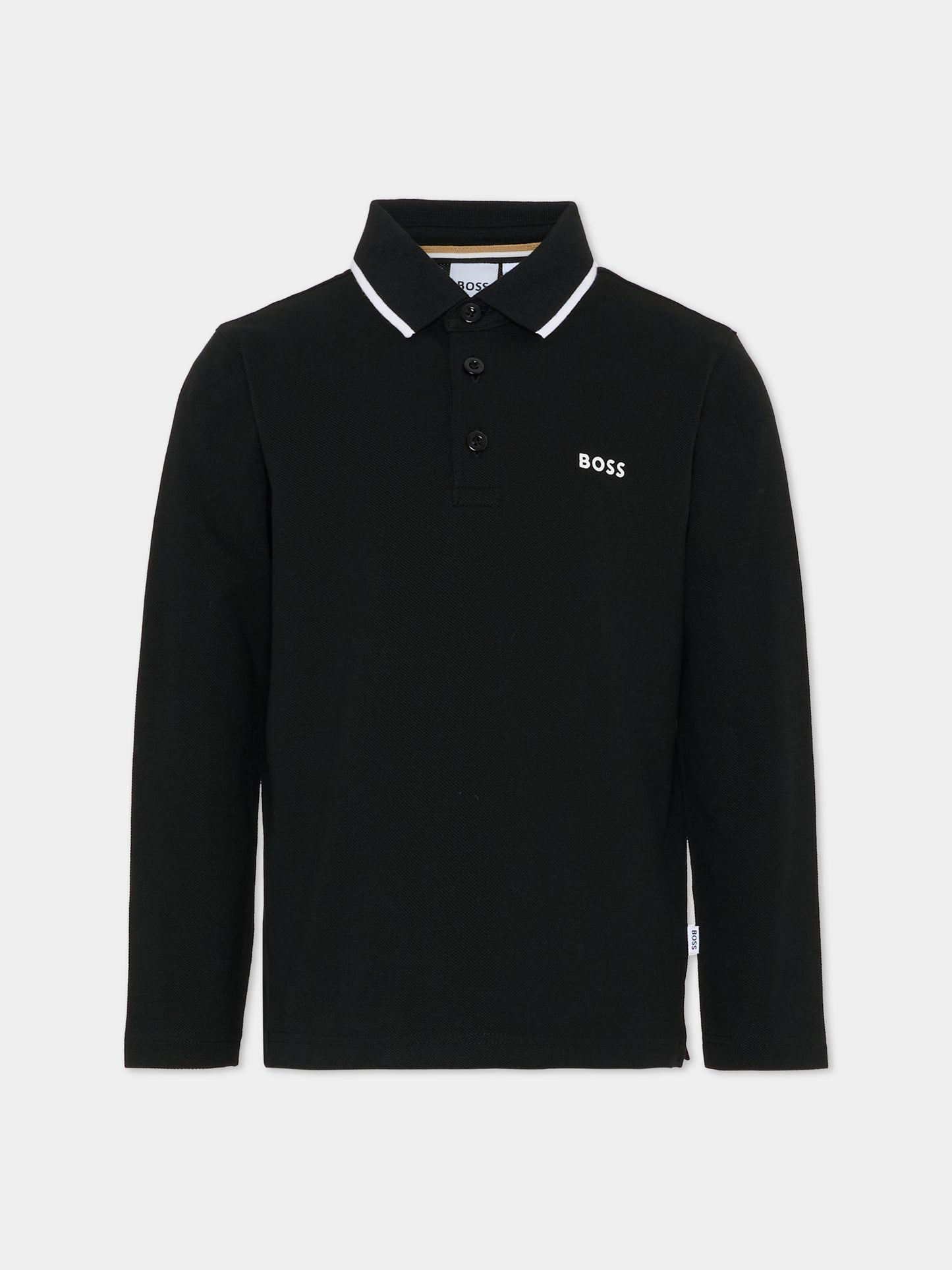 Polo nera per bambino con logo,Boss,J52330 09B