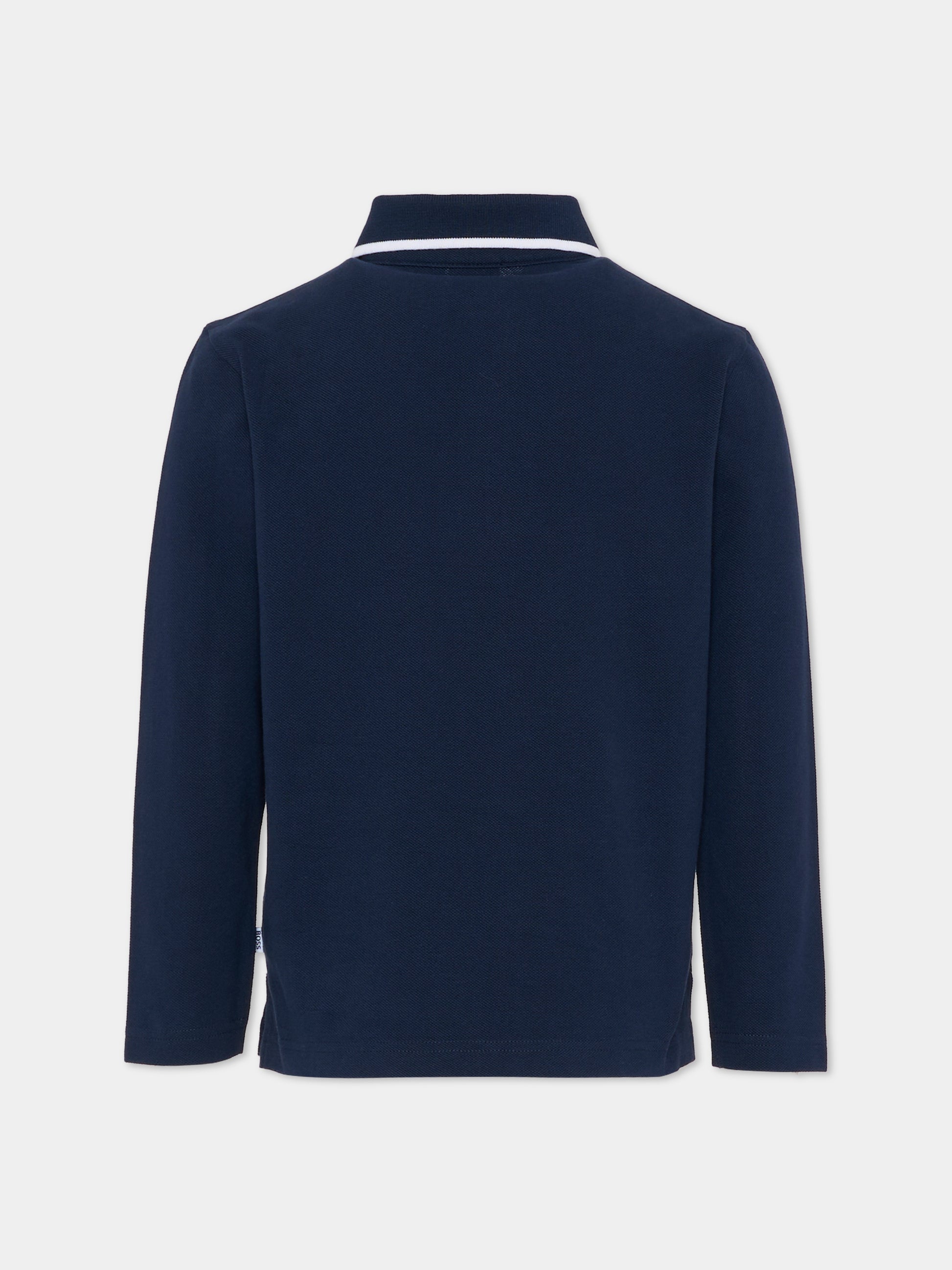 Polo blu per bambino con logo,Boss,J52330 849