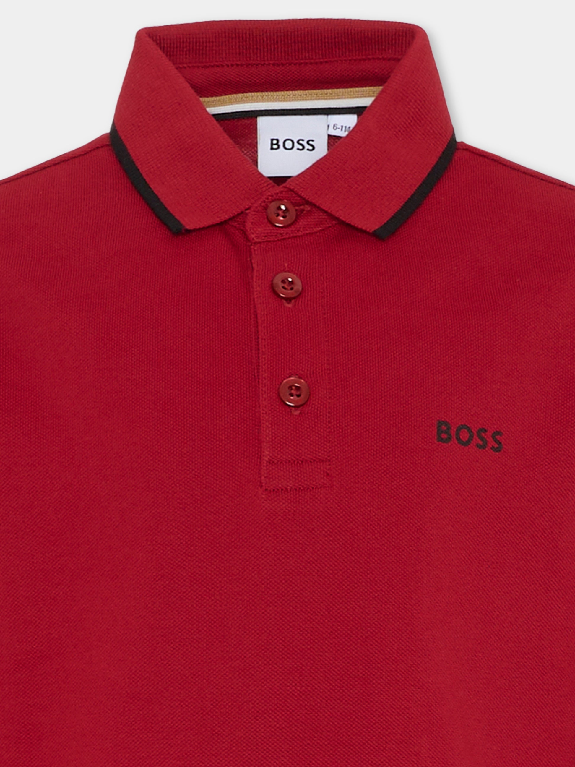 Polo rossa per bambino con logo,Boss,J52330 96D