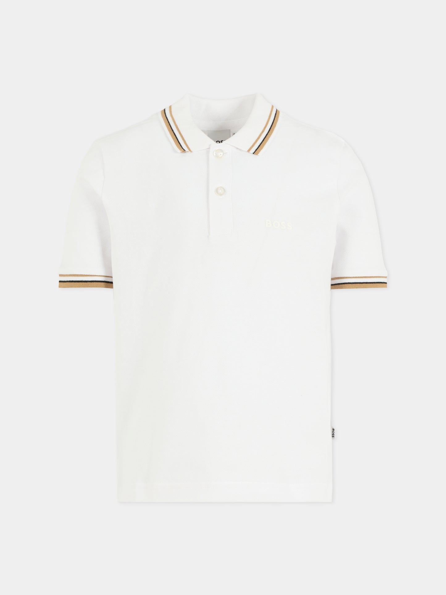 Polo bianca per bambino con logo,Boss,J52332 10P