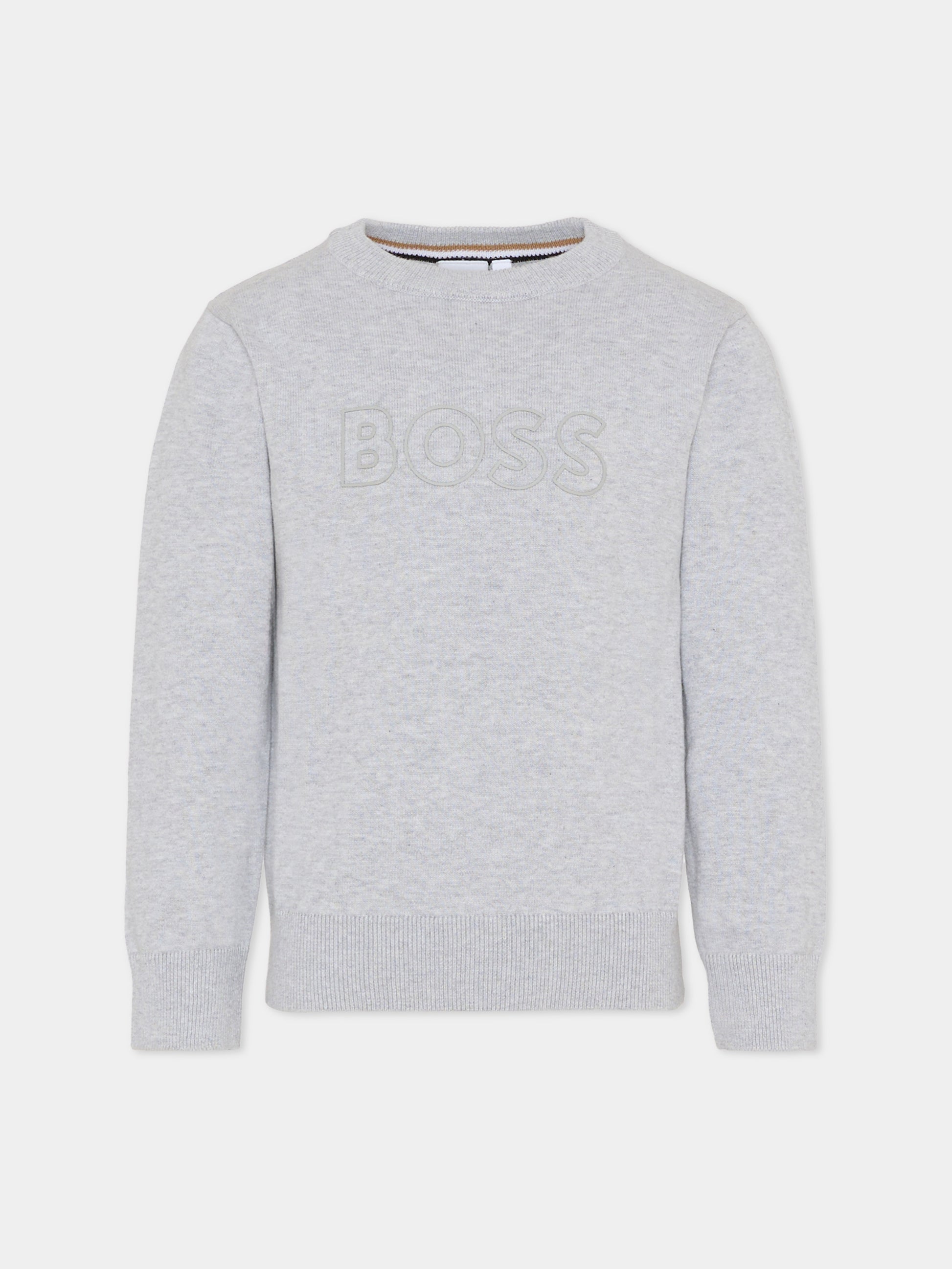 Maglione grigio per bambino con logo,Boss,J52338 A32