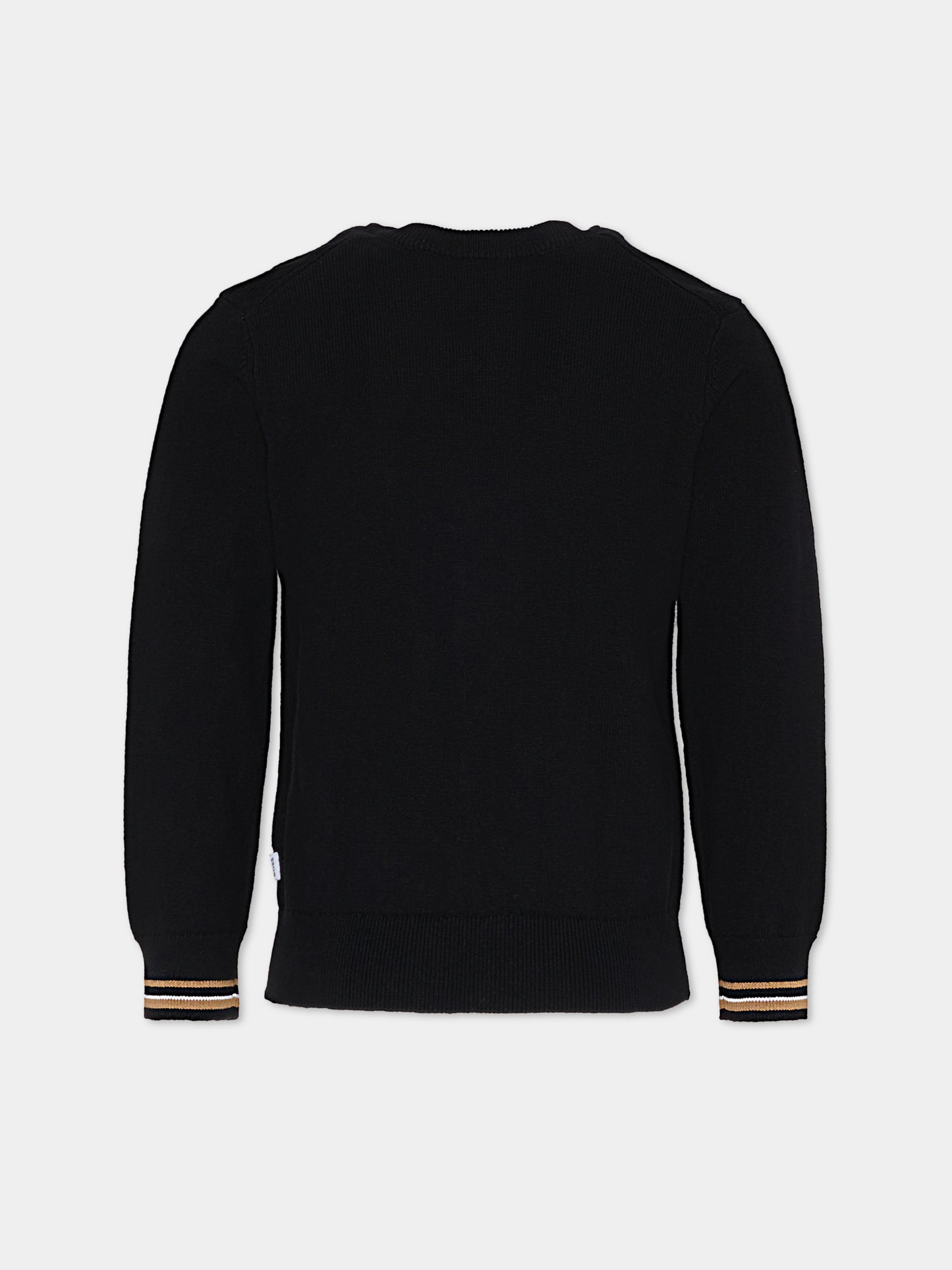 Maglione nero per bambino con logo,Boss,J52343 09B