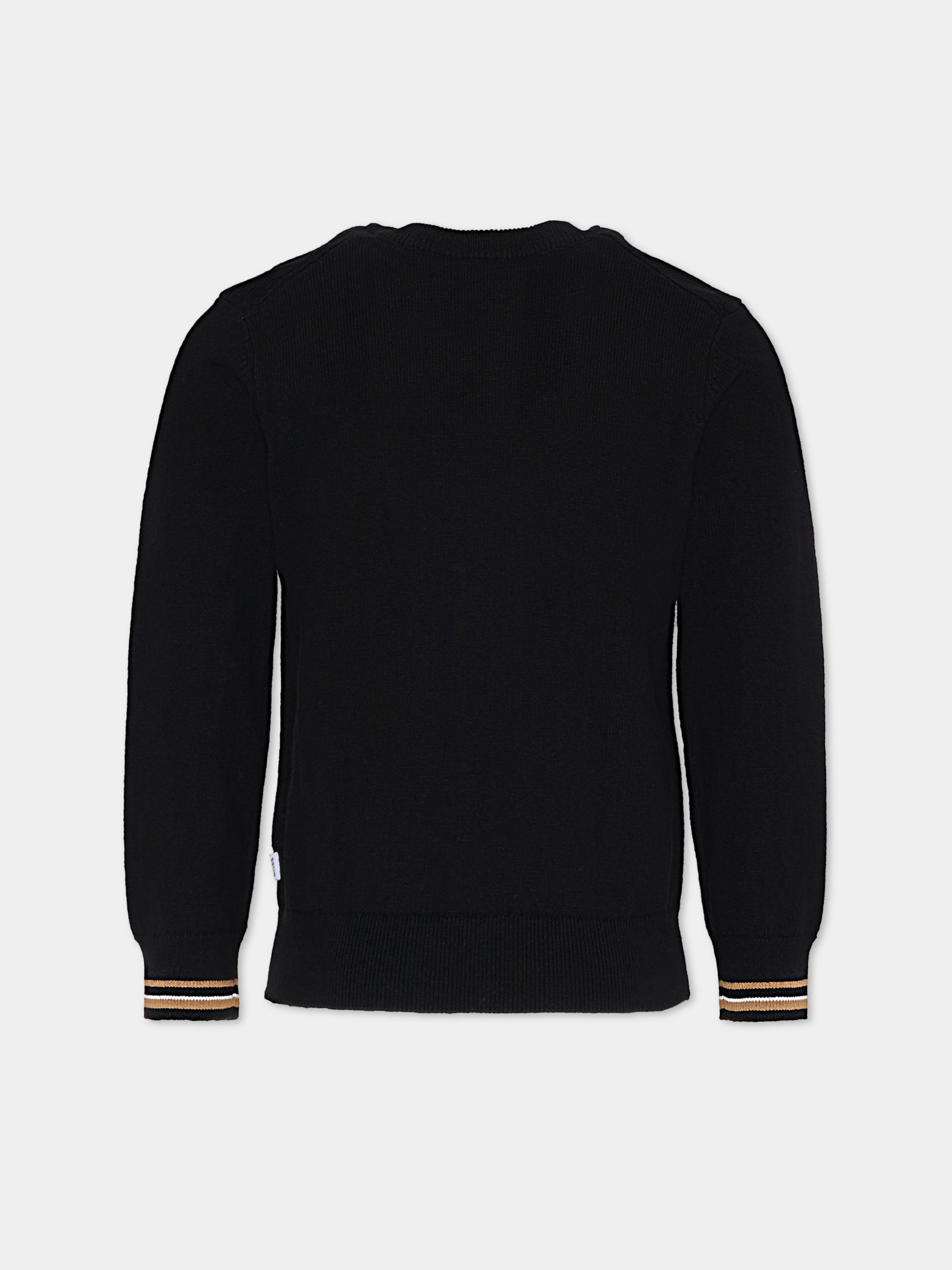 Maglione nero per bambino con logo,Boss,J52343 09B