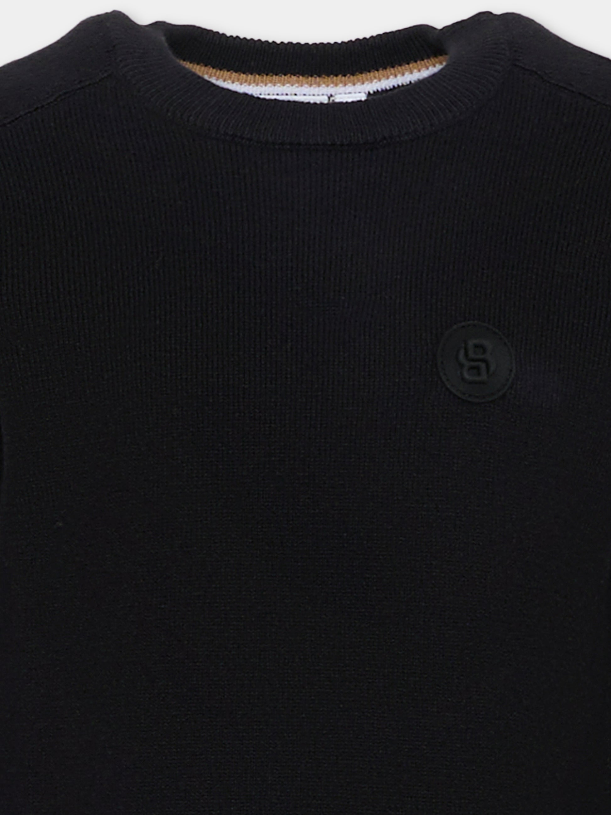 Maglione nero per bambino con logo,Boss,J52343 09B