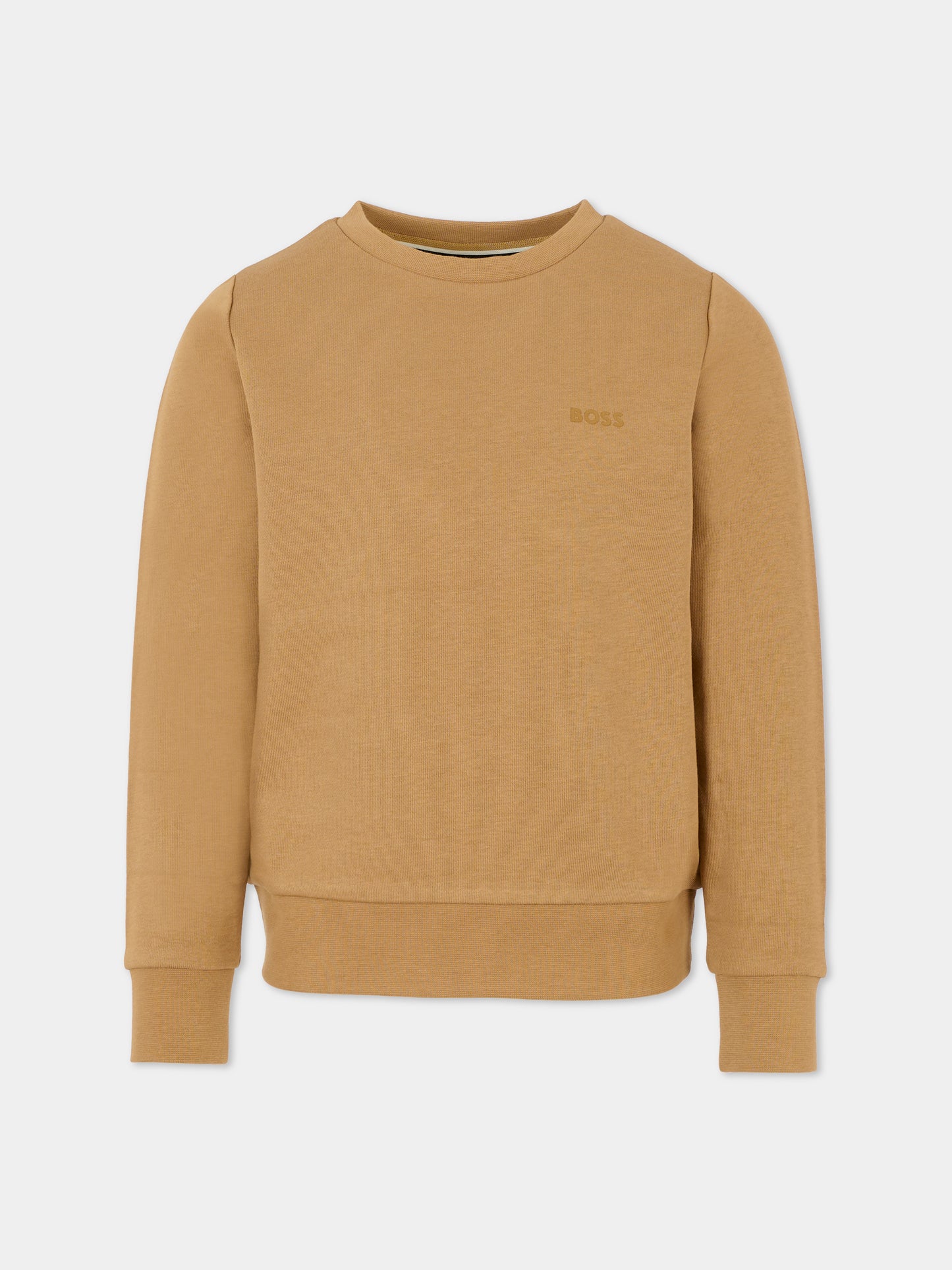 Felpa marrone per bambino con logo,Boss,J52348 269