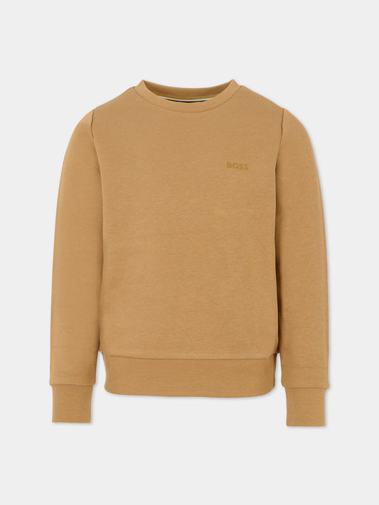Felpa marrone per bambino con logo,Boss,J52348 269