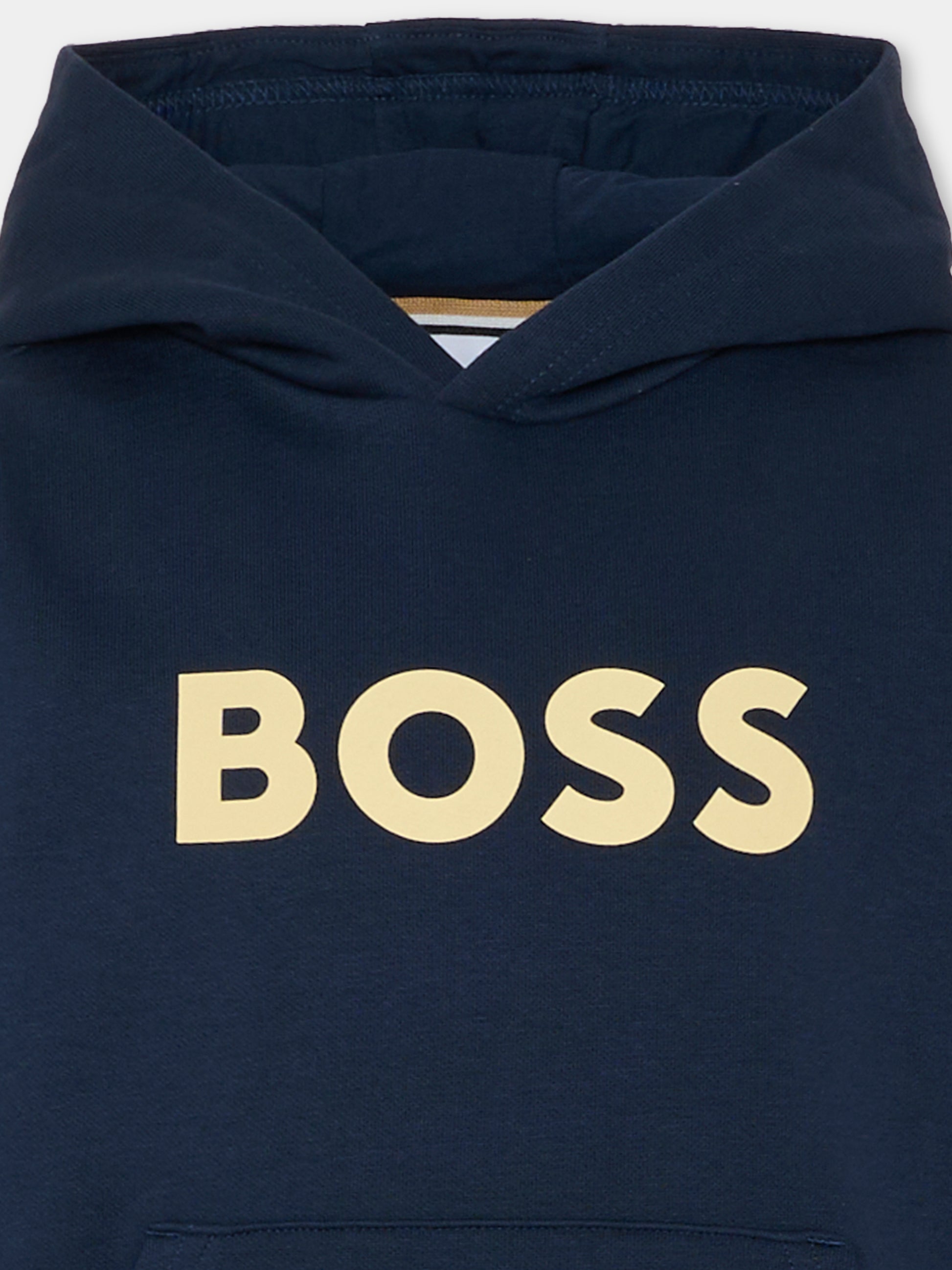 Felpa blu per bambino con logo bianco,Boss,J52351 849