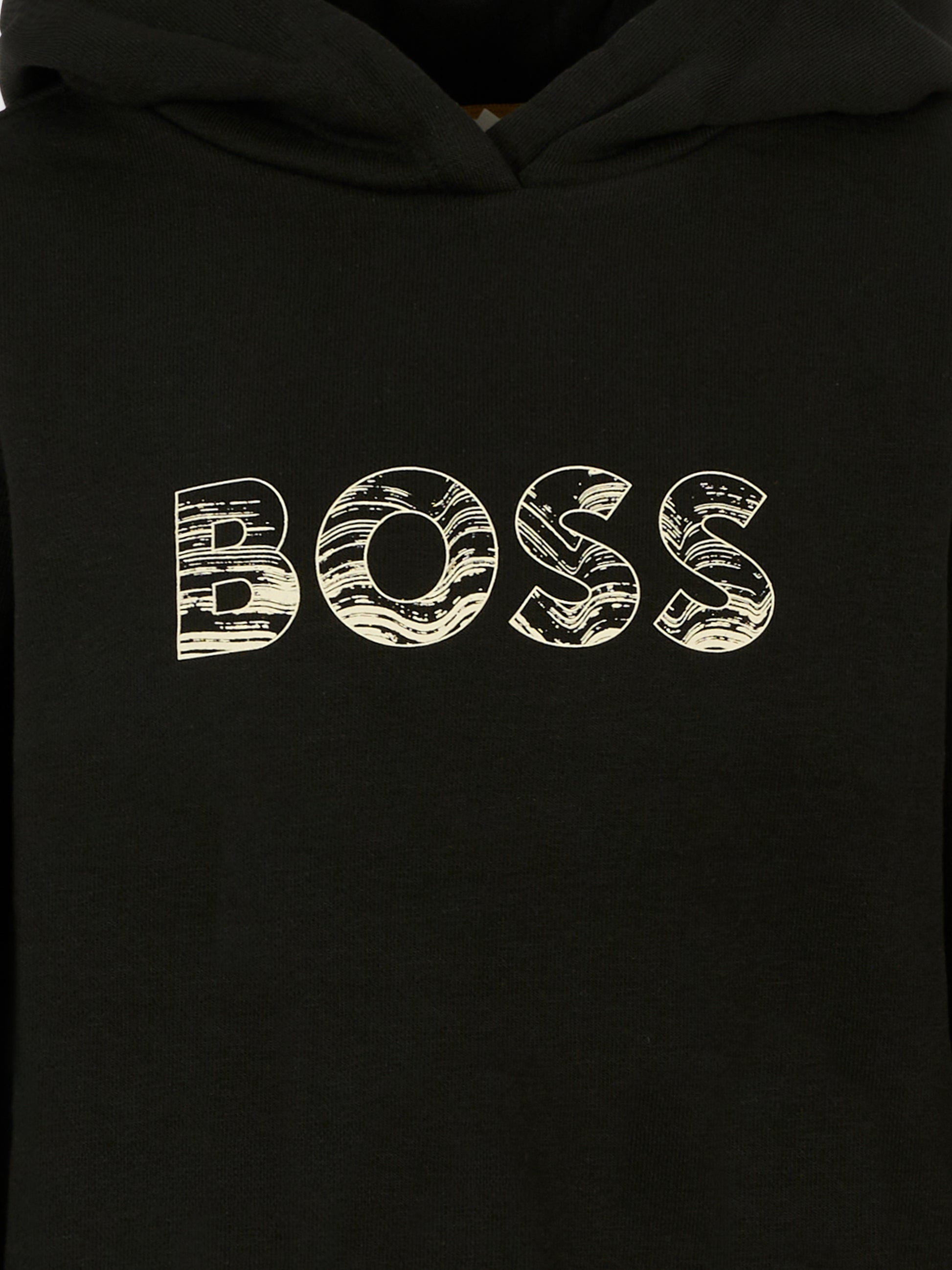 Felpa nera per bambino con logo,Boss,J52355 09B