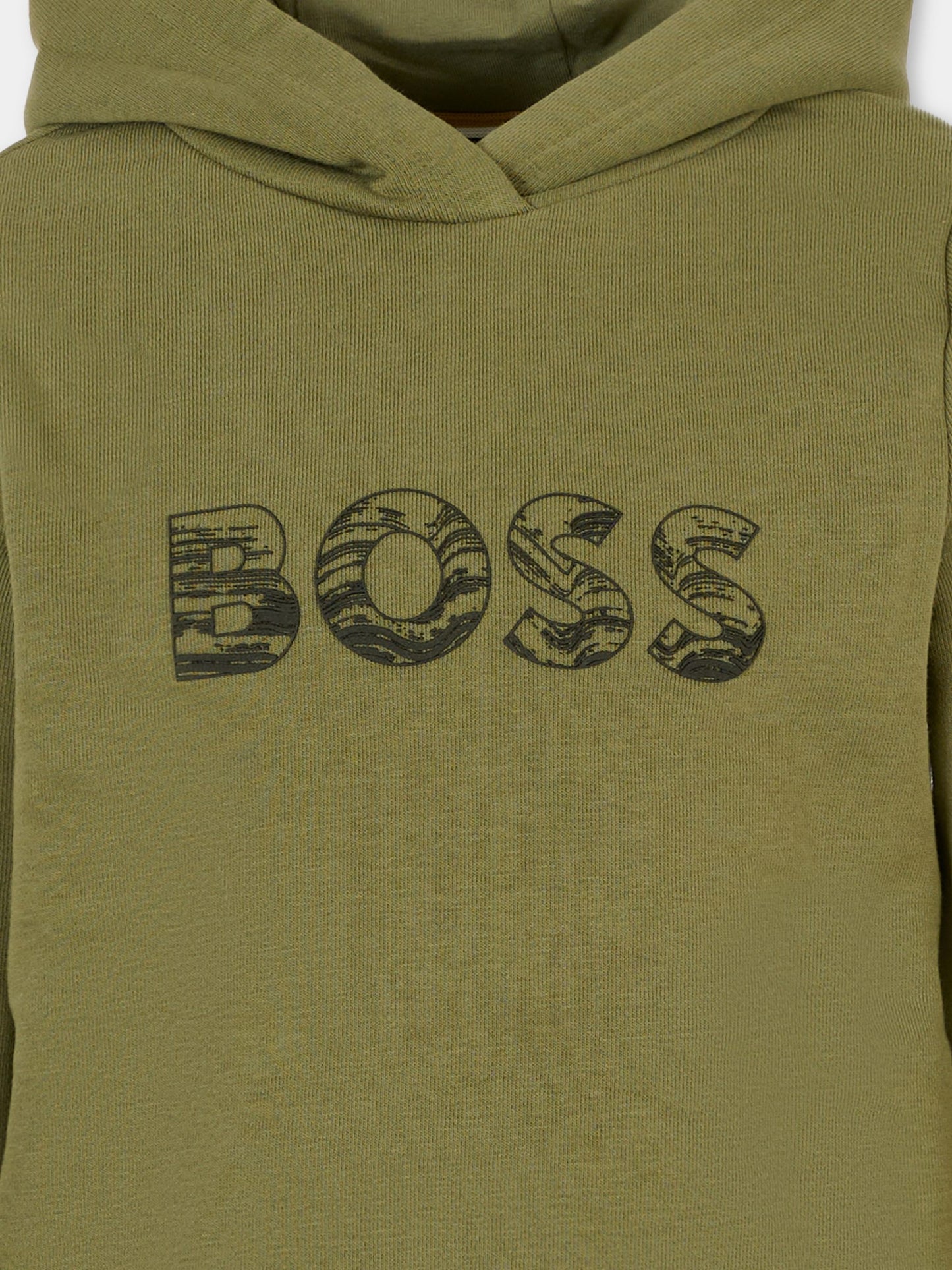 Felpa verde per bambino con logo,Boss,J52355 724