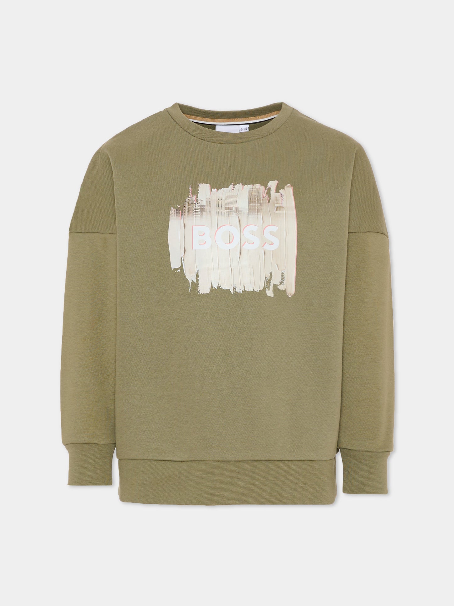 Green sweatshirt for boy with logo