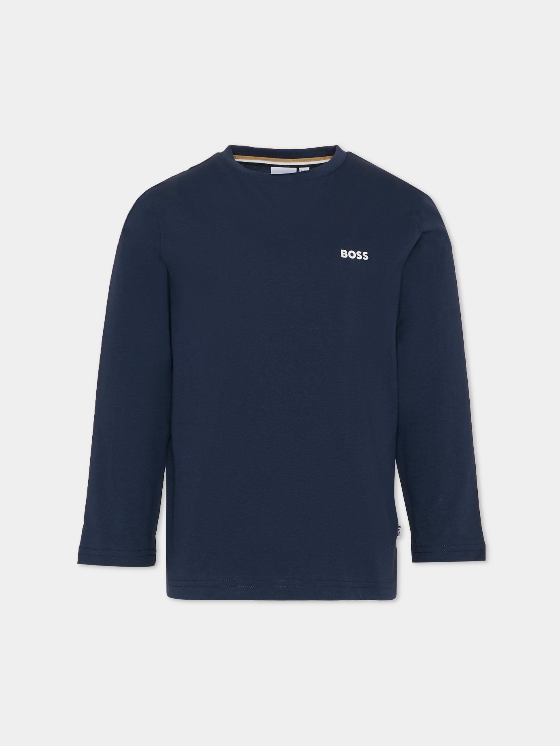 T-shirt blu per bambino con logo,Boss,J52364 849