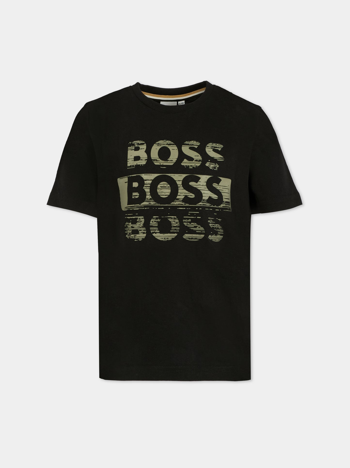 T-shirt nera per bambino con logo,Boss,J52366 09B