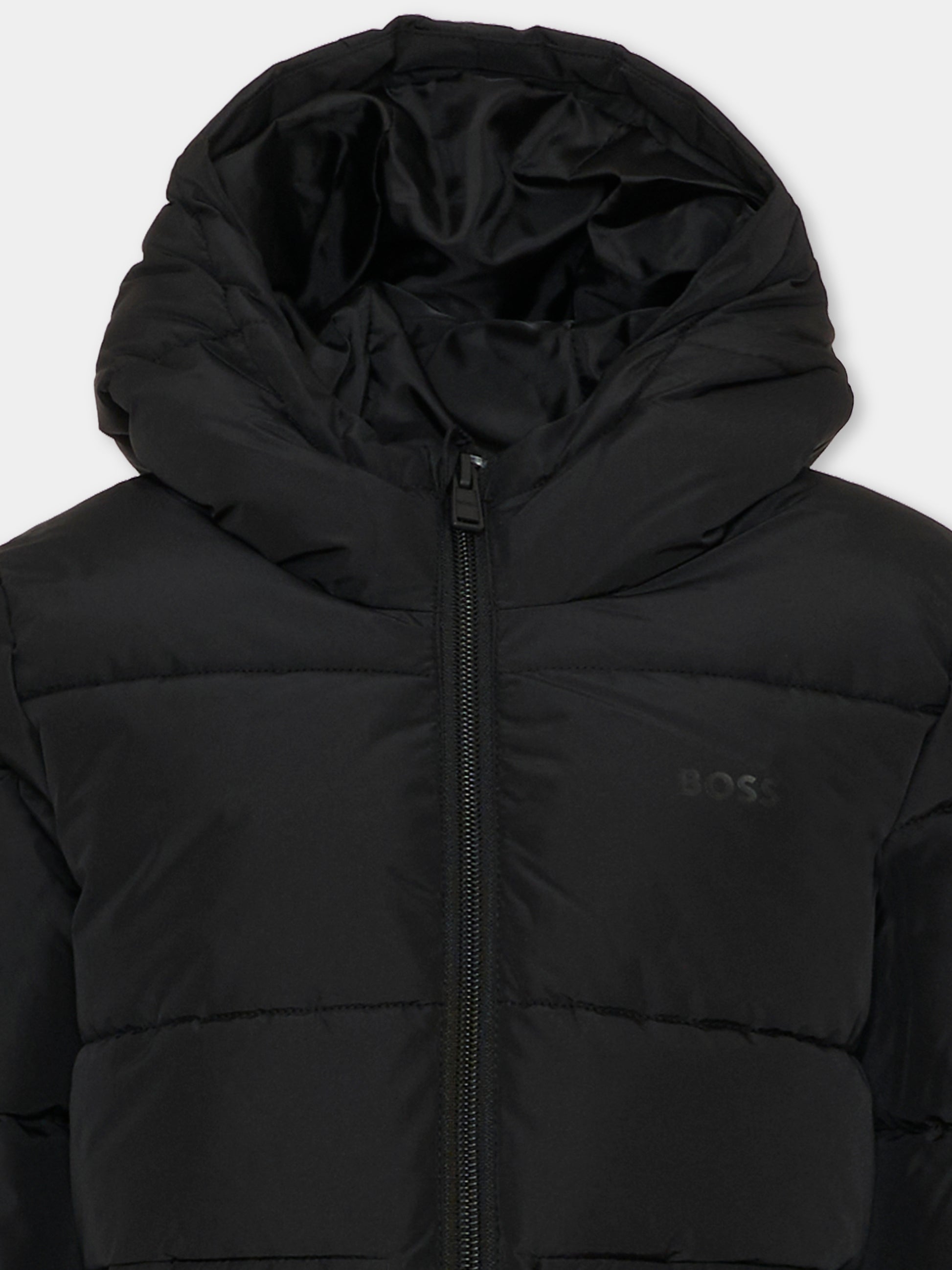 Piumino nero per bambino con logo,Boss,J52396 09B