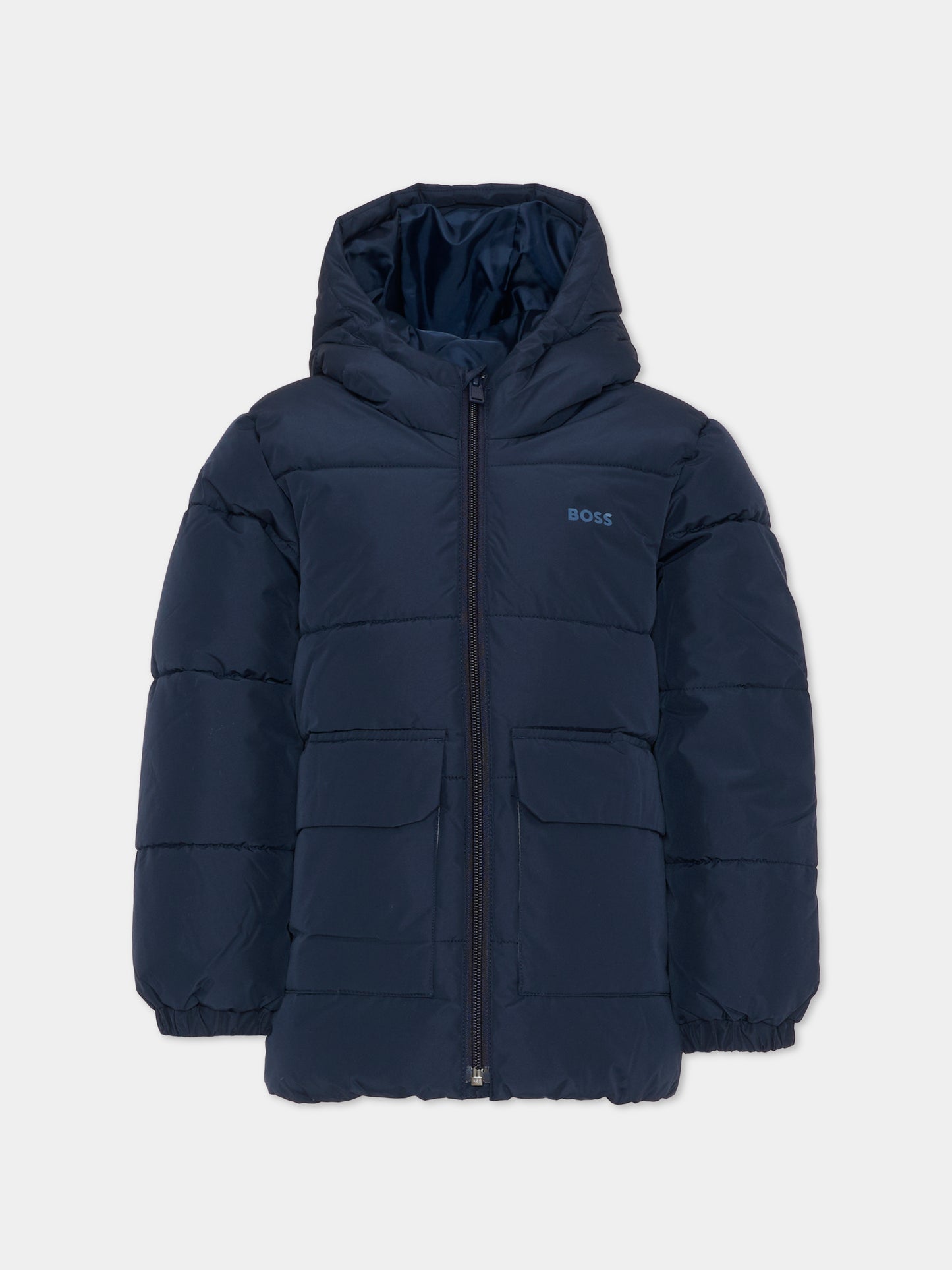 Piumino nero per bambino con logo,Boss,J52396 849