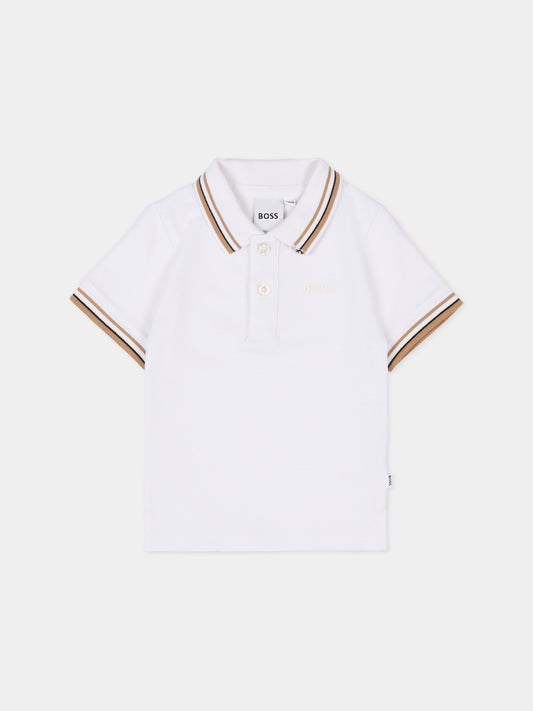 Polo bianca per neonato con logo,Boss,J52454 10P