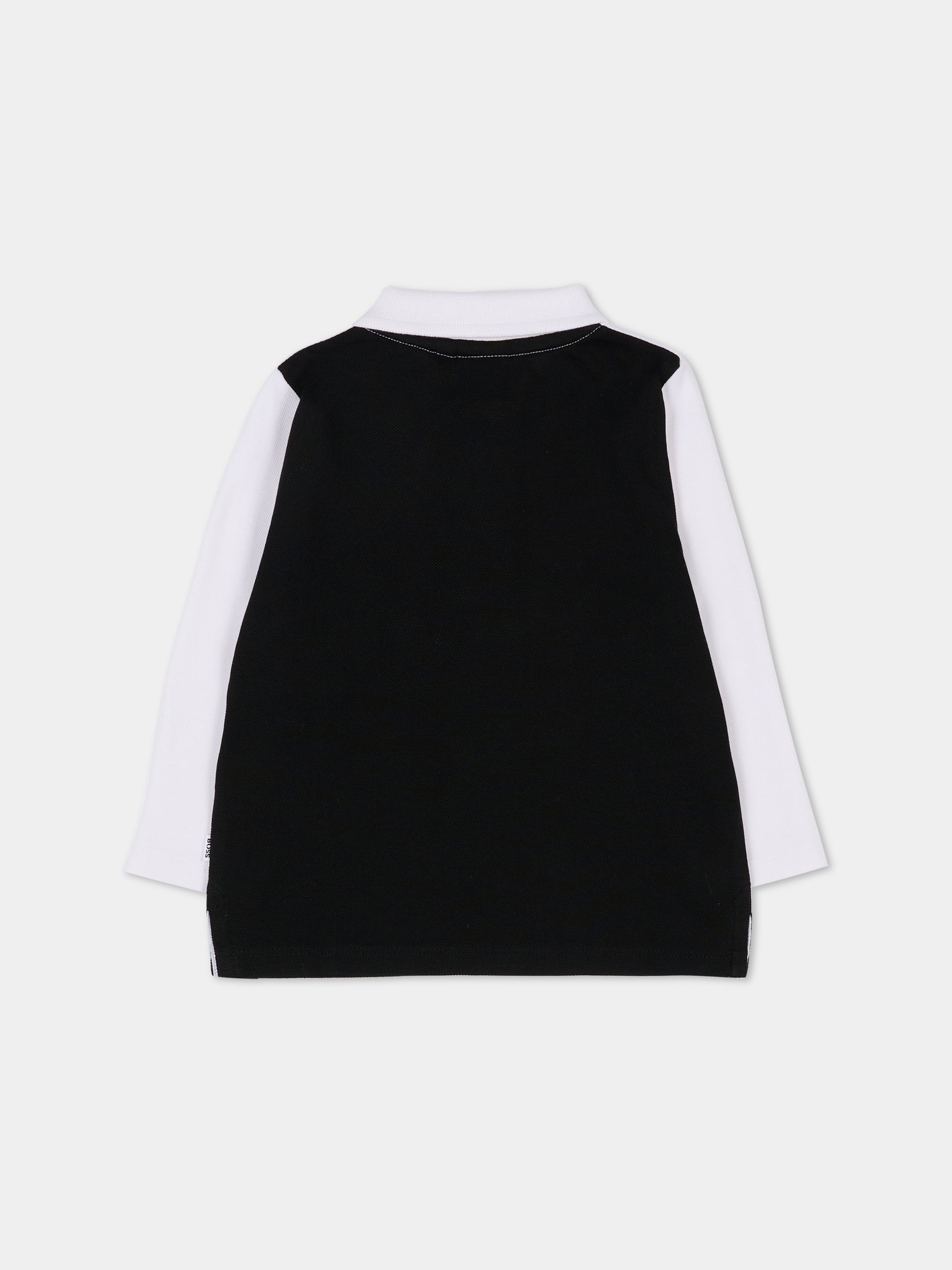 Polo nera per neonato con logo,Boss,J52456 09B
