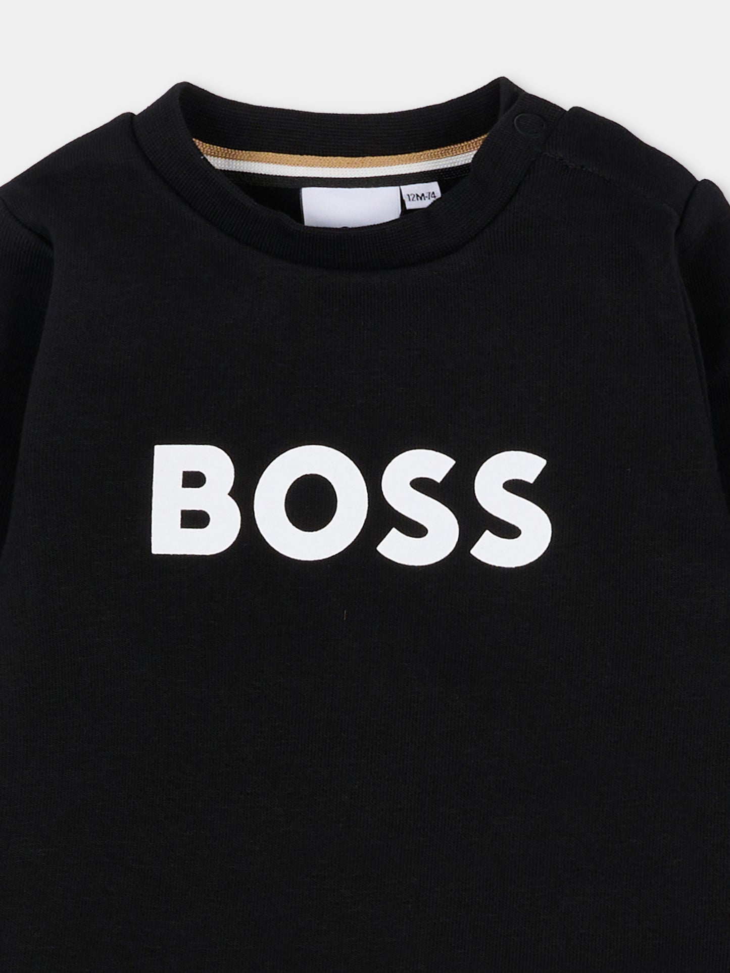 Felpa nera per neonato con logo,Boss,J52458 09B