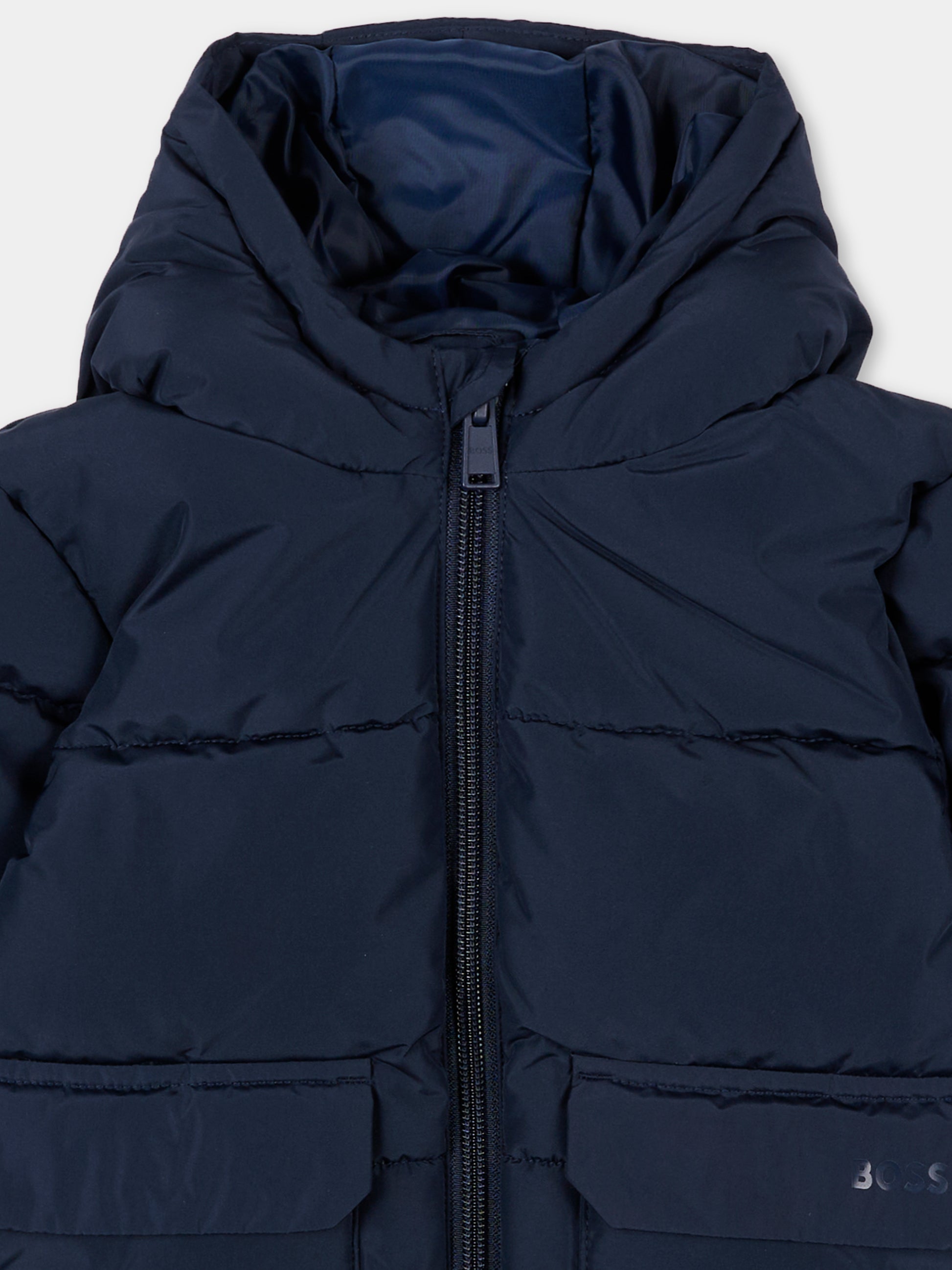 Piumino blu per neonato con logo,Boss,J52476 849