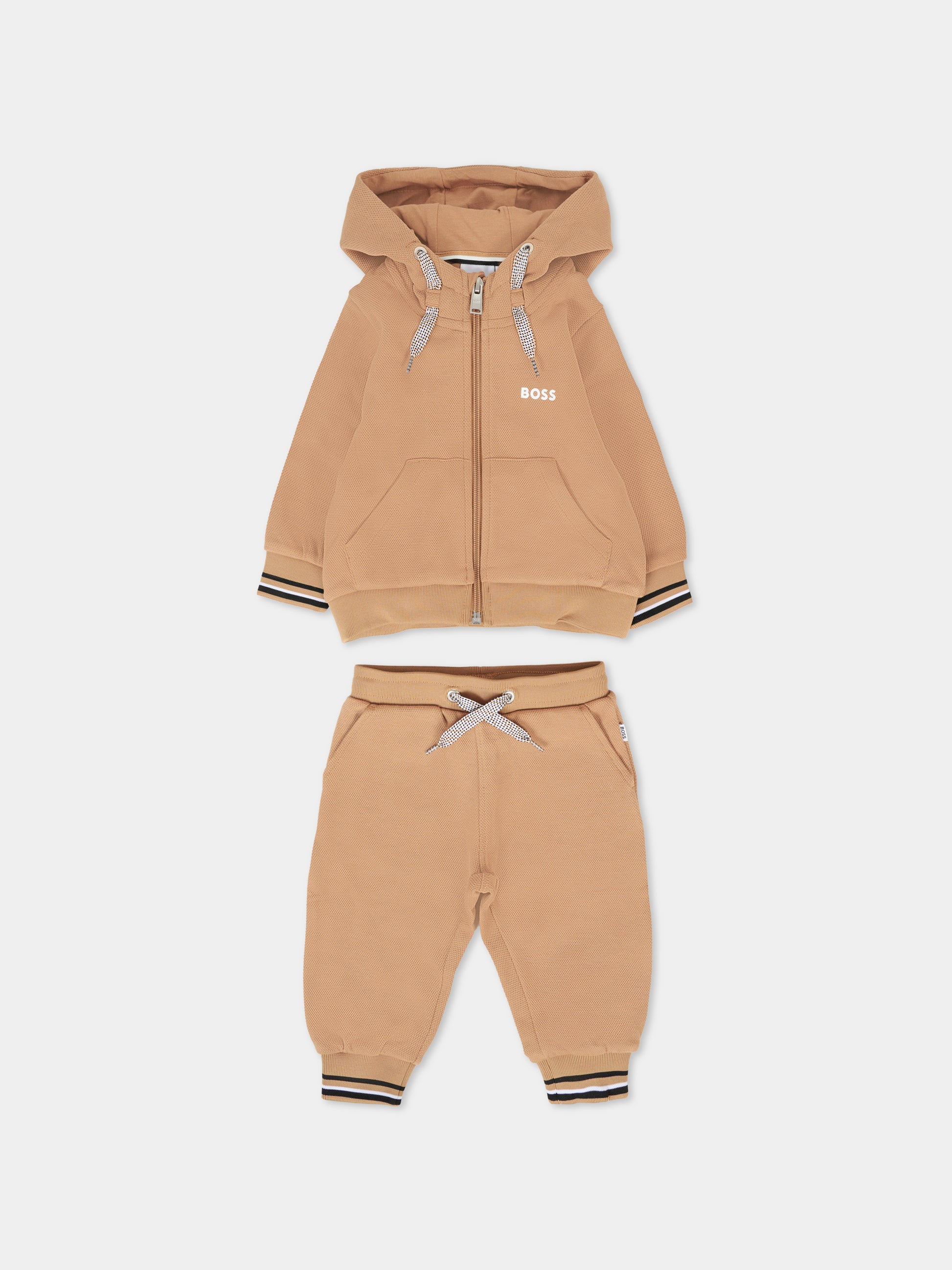Completo beige per neonato con logo,Boss,J52480 269